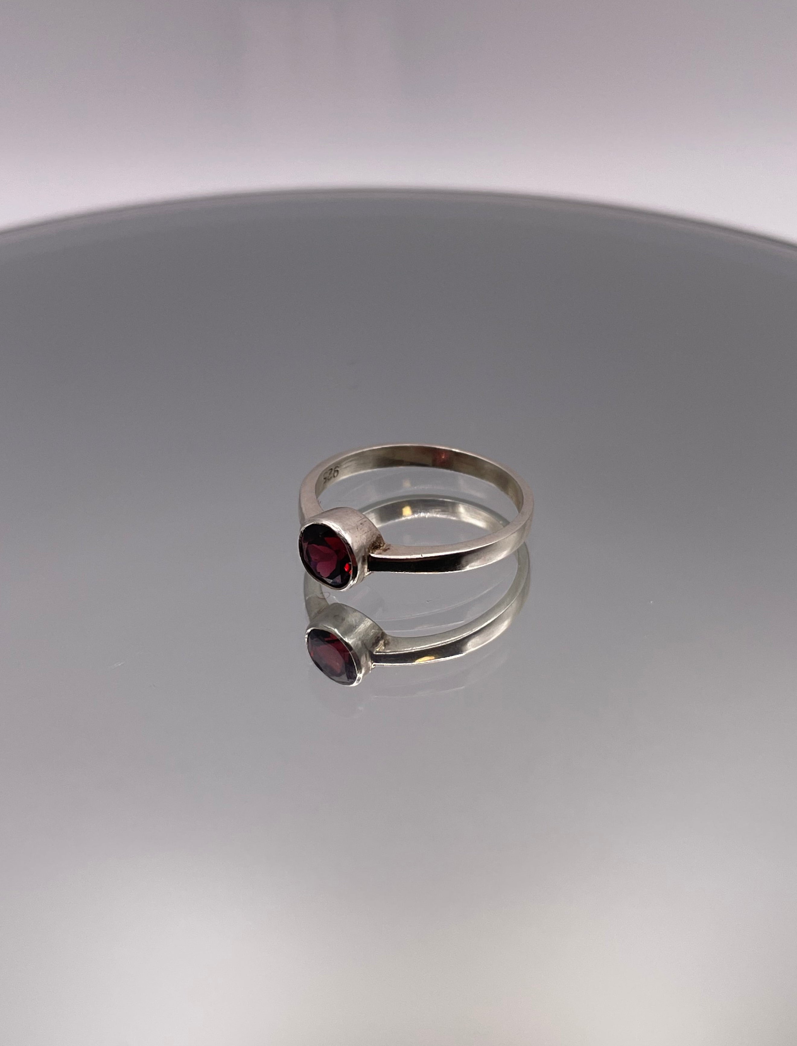 Sterling Silver Petite Garnet Ring