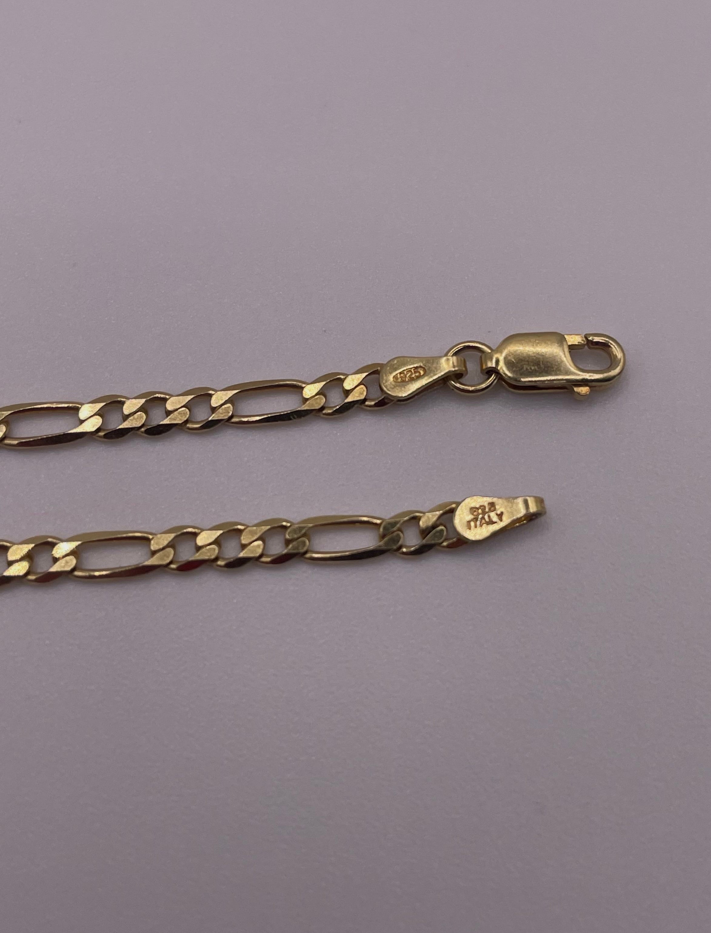 Gold Plated Sterling Silver Figaro Chain Bracelet