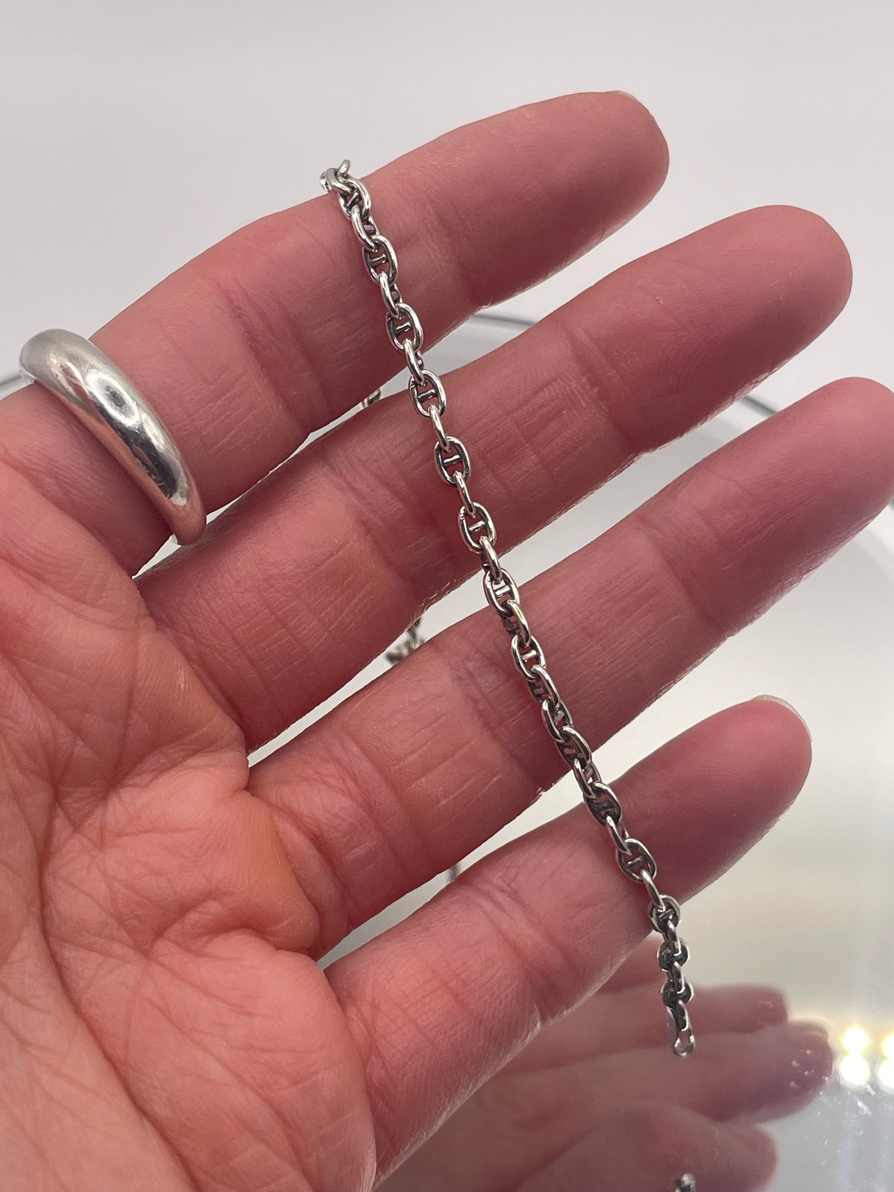 Italian Silver Vintage Open Link Chain Bracelet