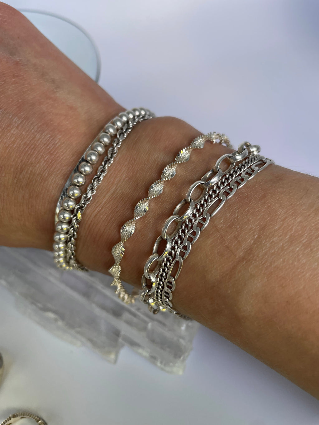 Vintage Sterling Silver Twist Chain Bracelet