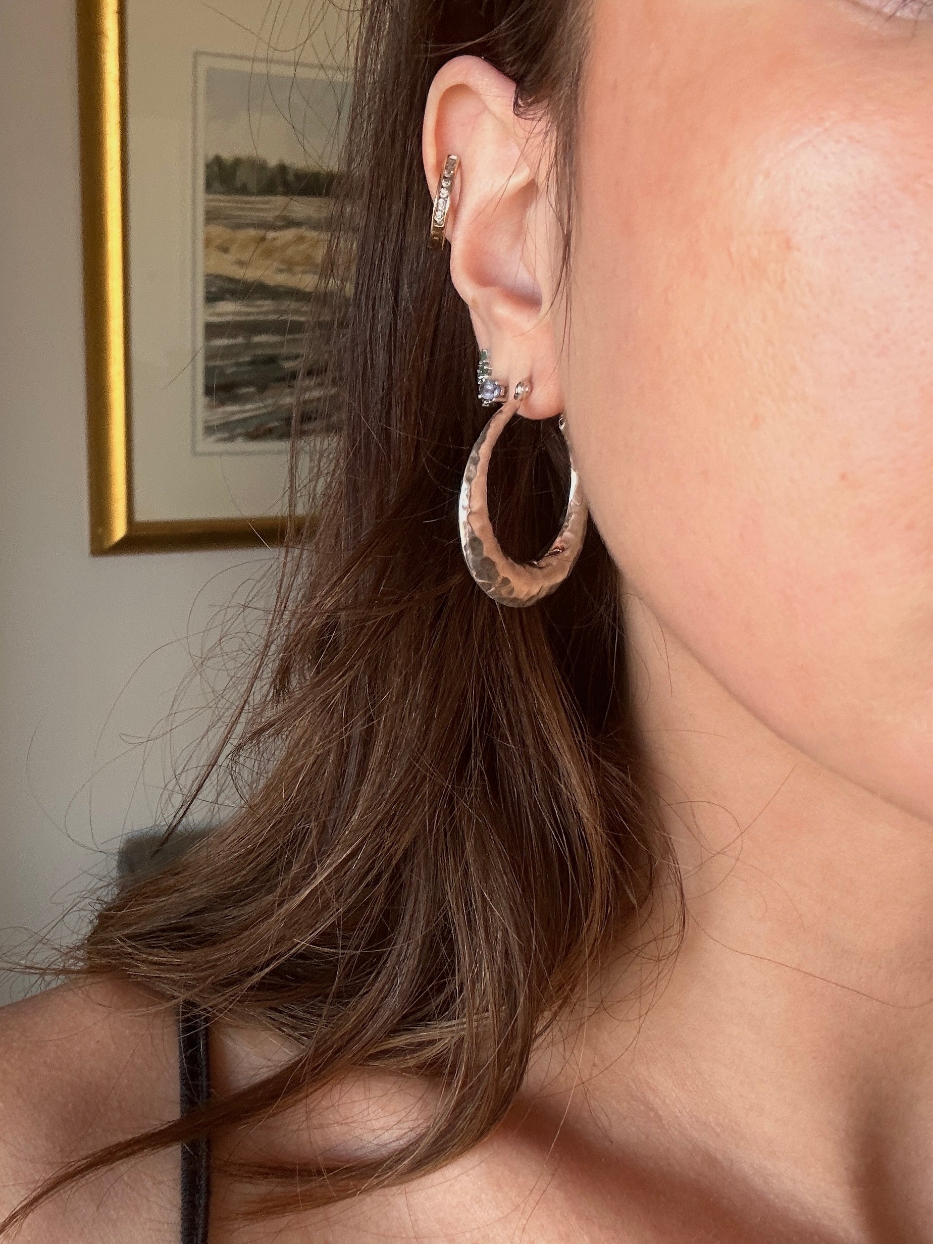 Sterling Silver Puffy Hoop Earrings