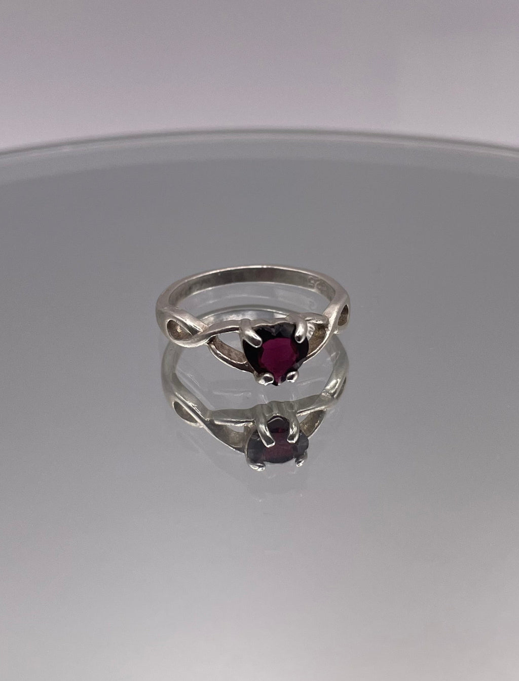 Sterling Silver Garnet Heart Ring