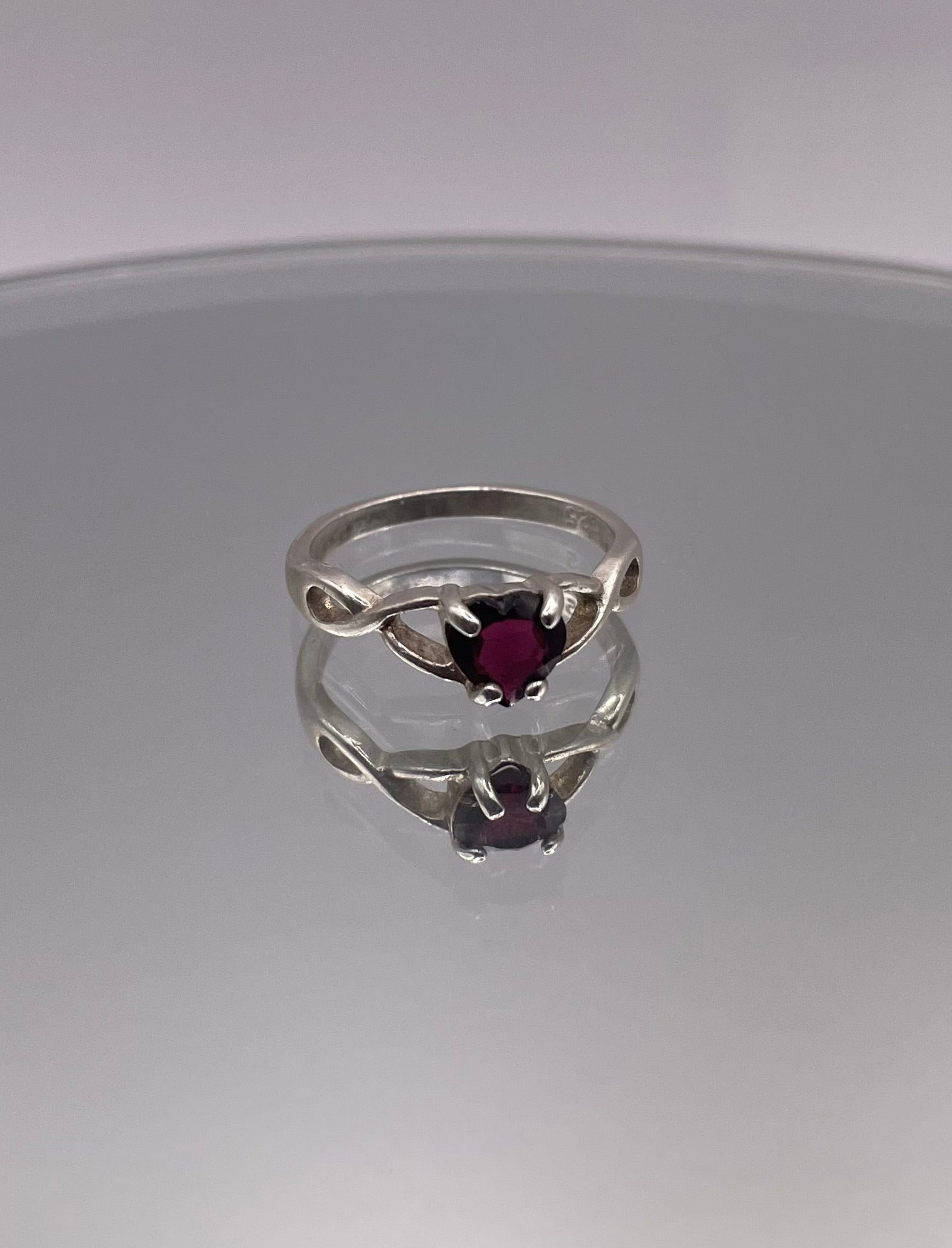 Sterling Silver Garnet Heart Ring