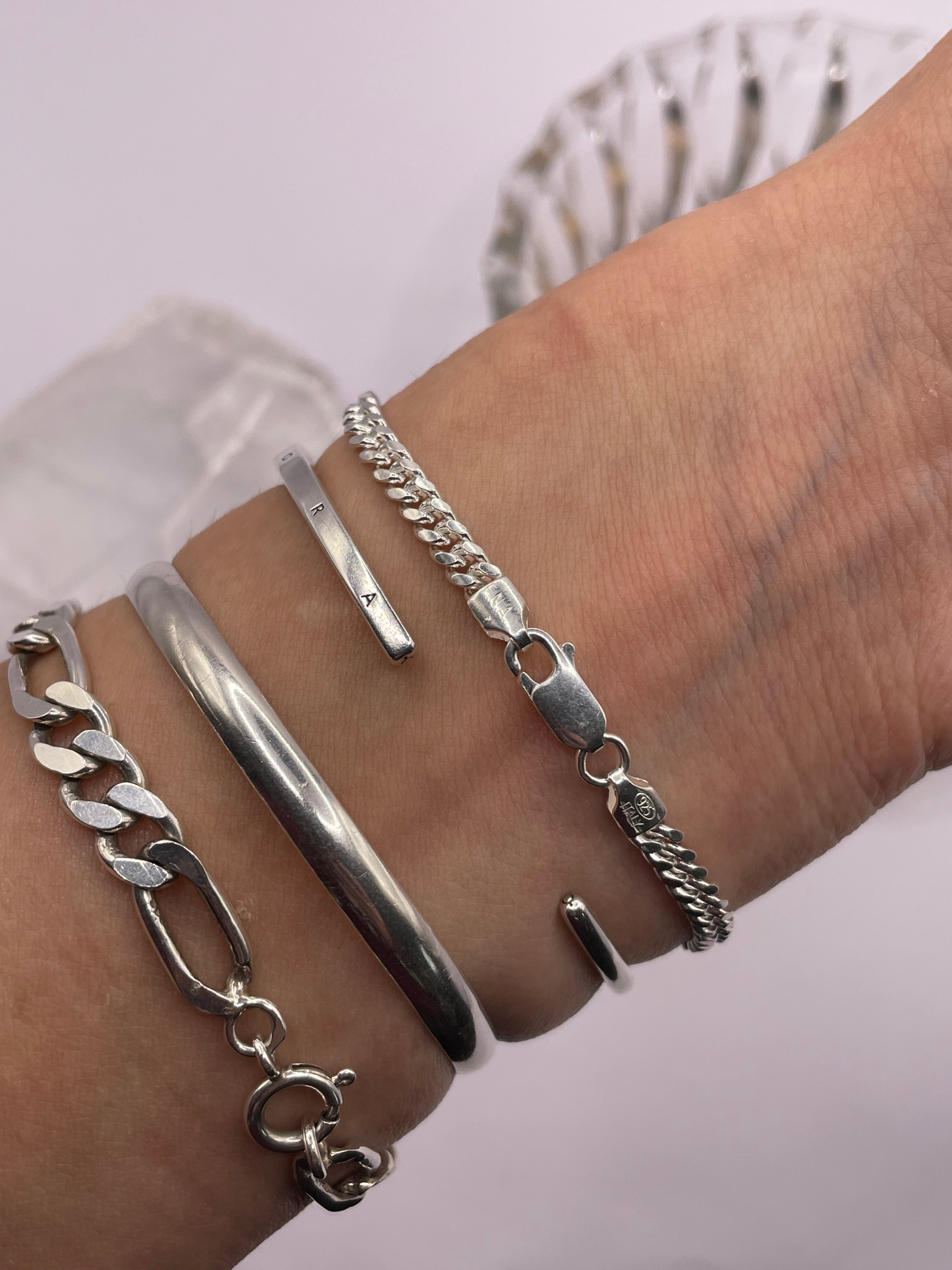 Italian Silver Curb Chain Bracelet