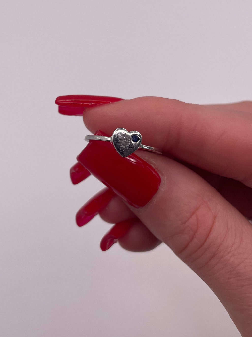 Sterling Silver Sapphire Minimalist Heart Ring