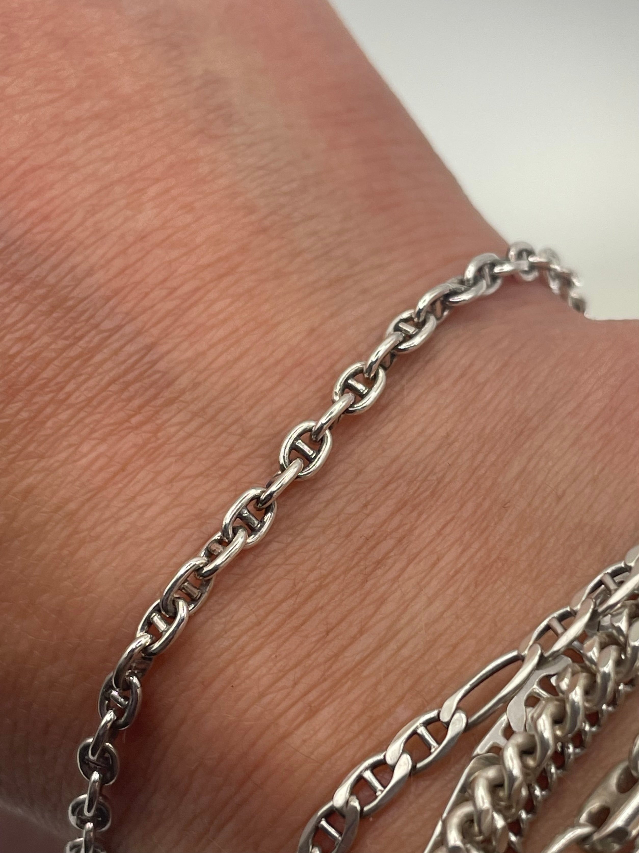 Italian Silver Vintage Open Link Chain Bracelet