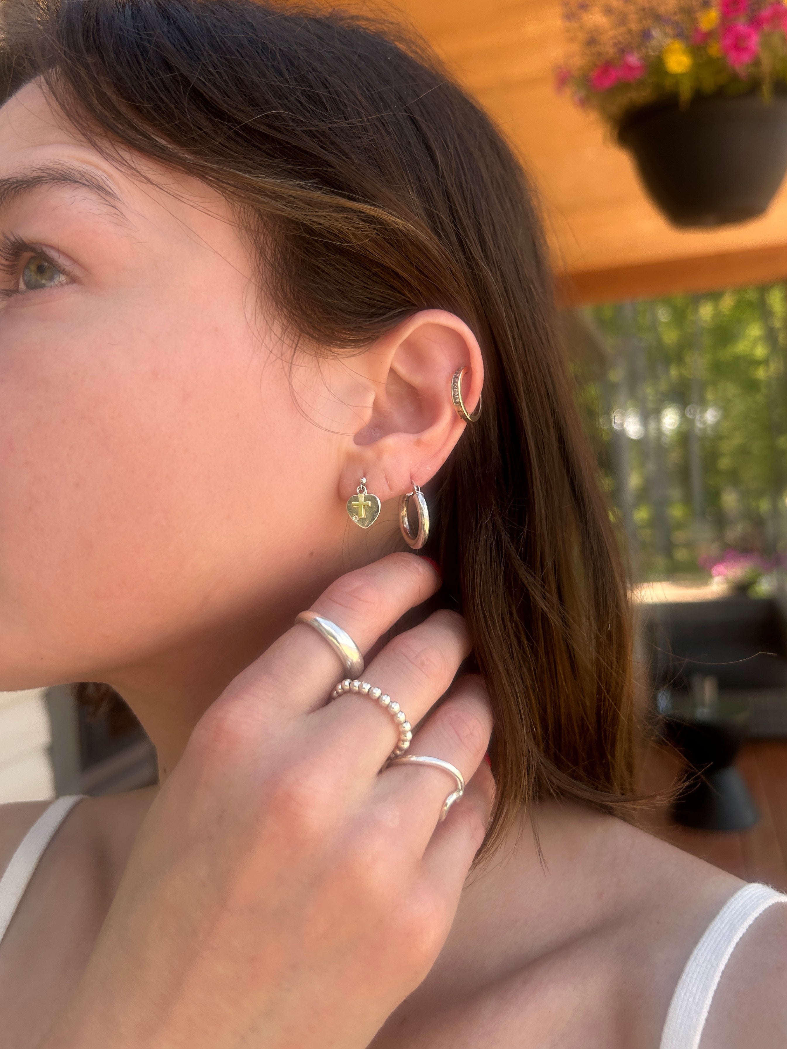 Cross My Heart Diamond Stud Earrings