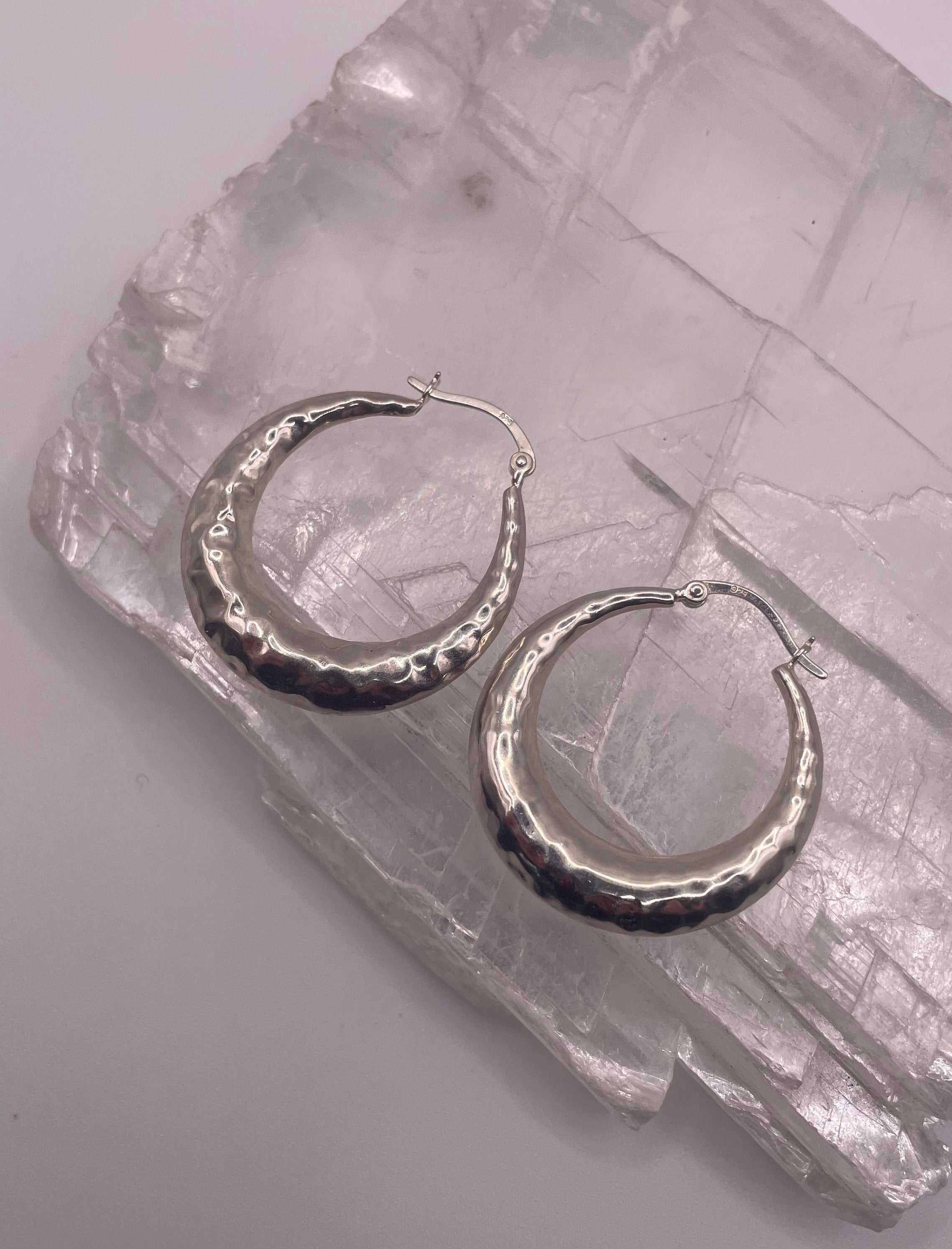 Sterling Silver Puffy Hoop Earrings