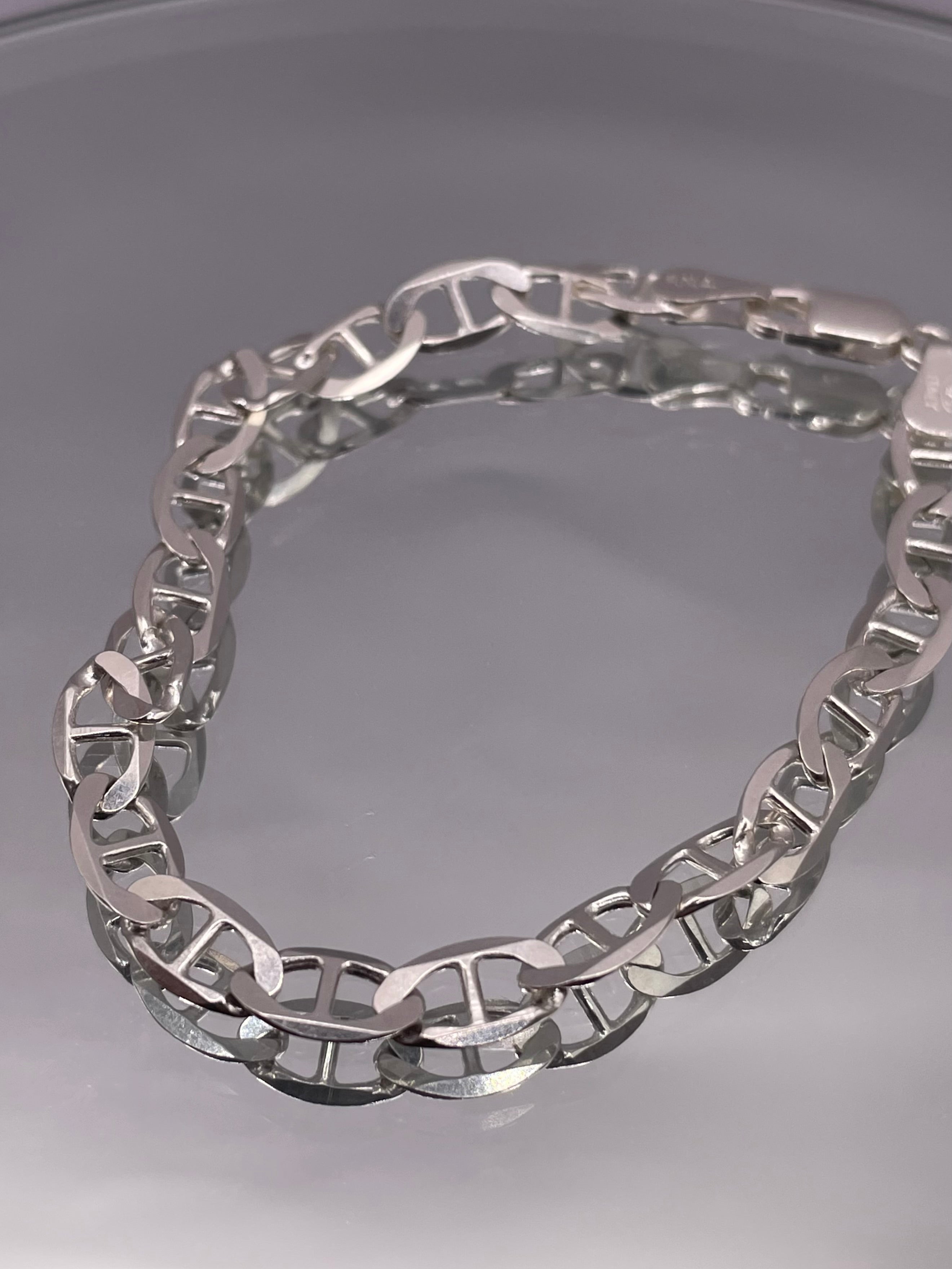 Italian Silver Thin Mariner Link Bracelet