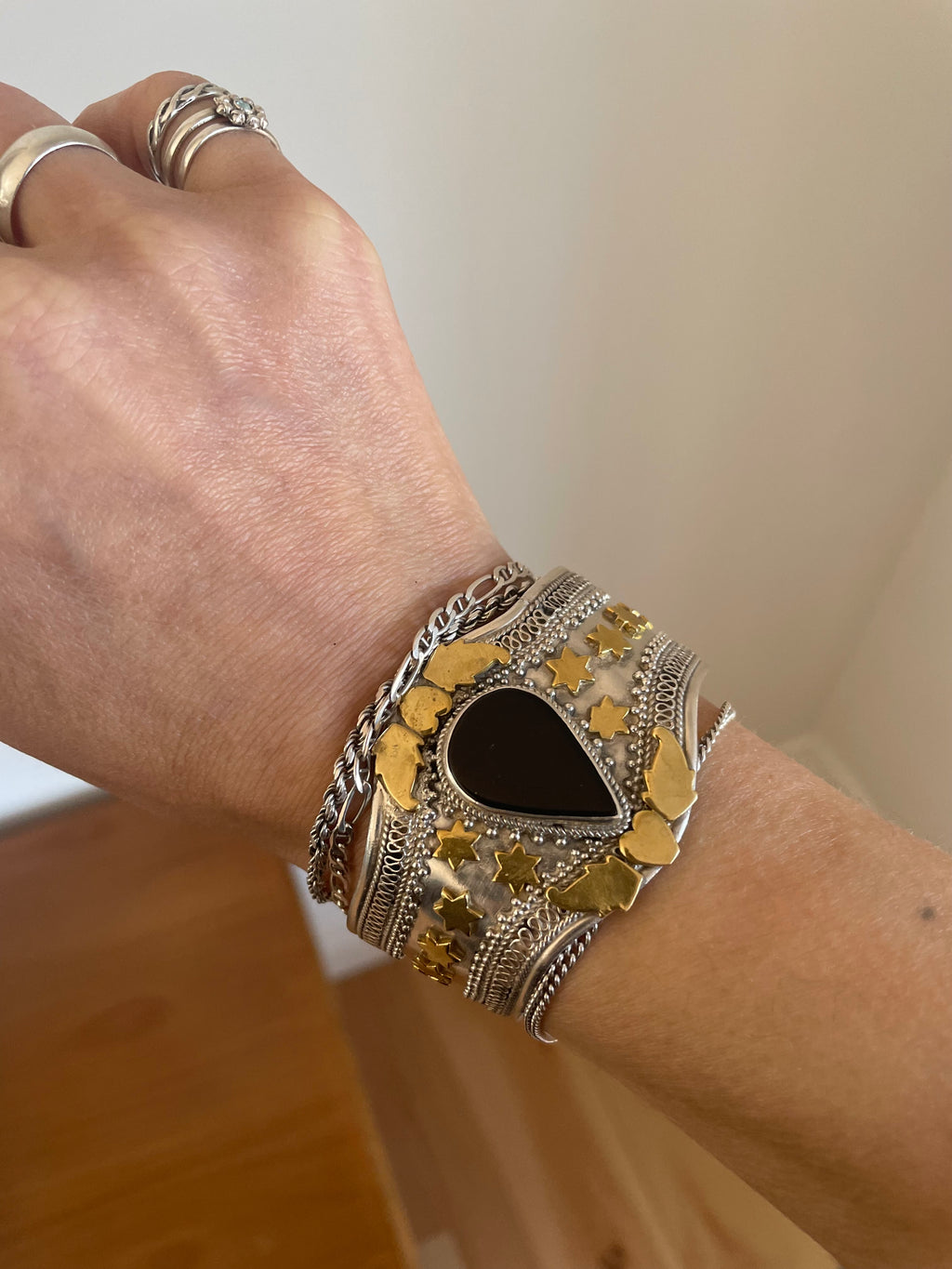 Silver + Brass Constellation Cuff