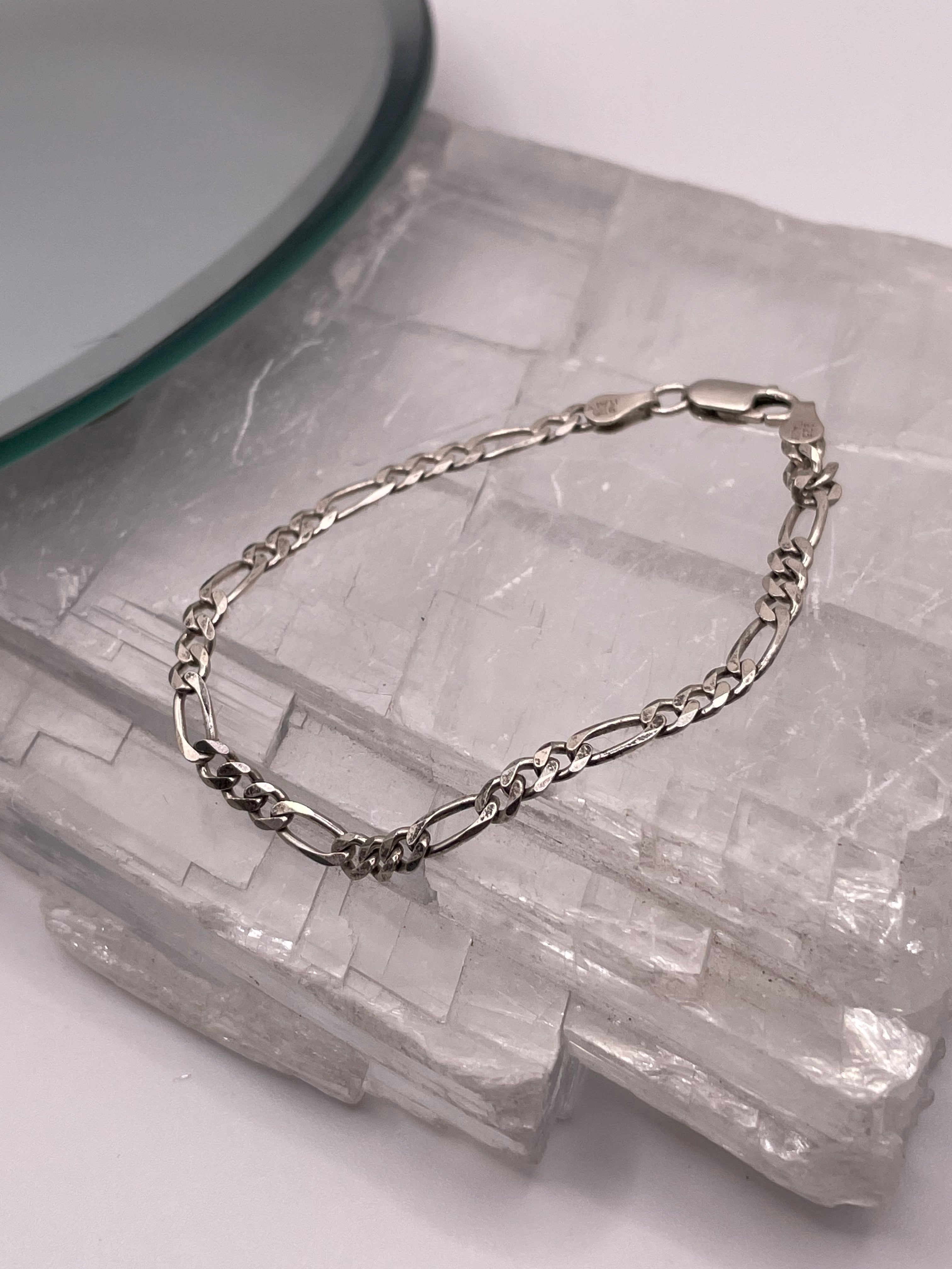 Italian Silver Figaro Classic Chain Bracelet