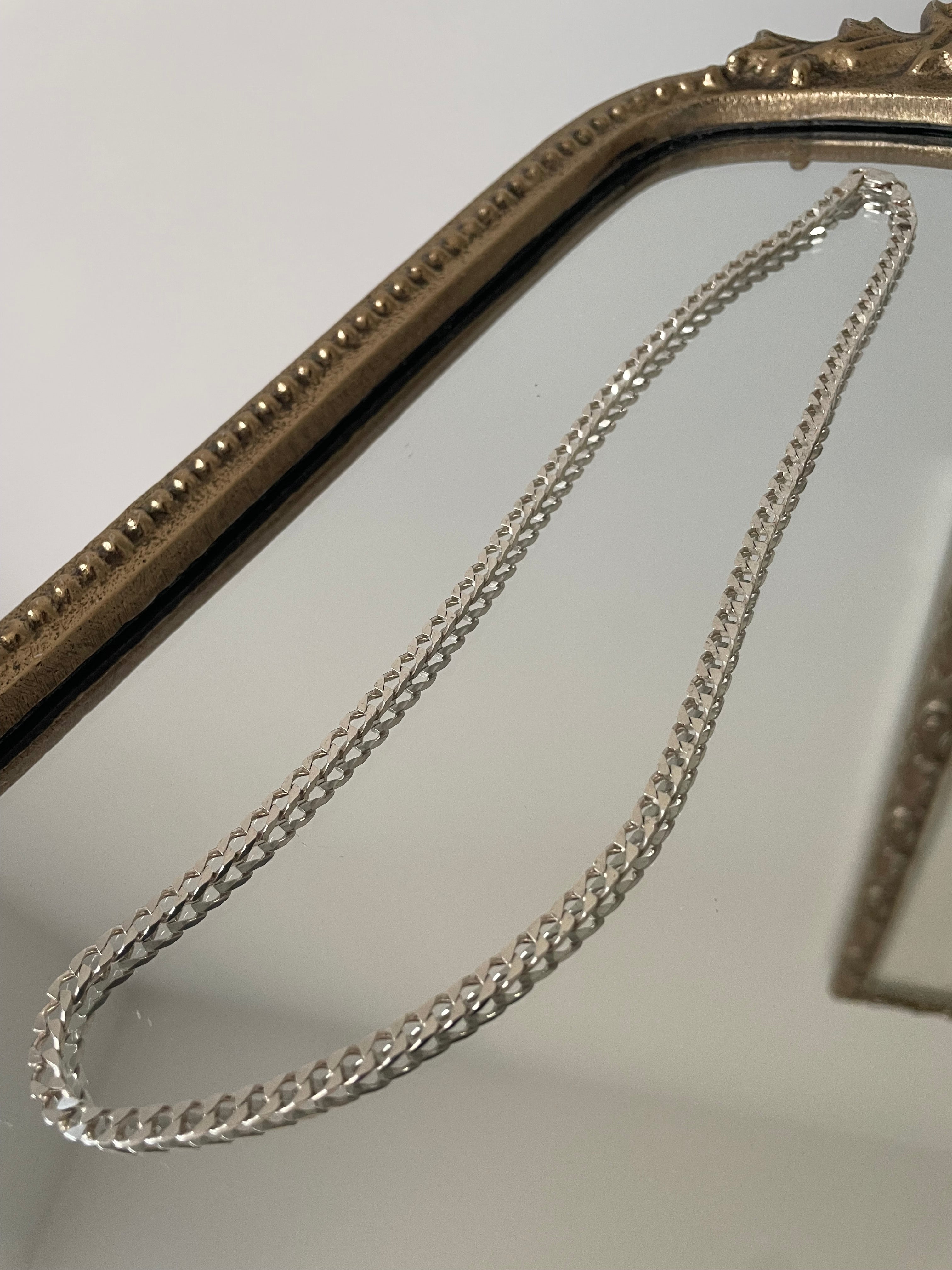 Sterling Silver Curb Chain Necklace Classic Flat Link