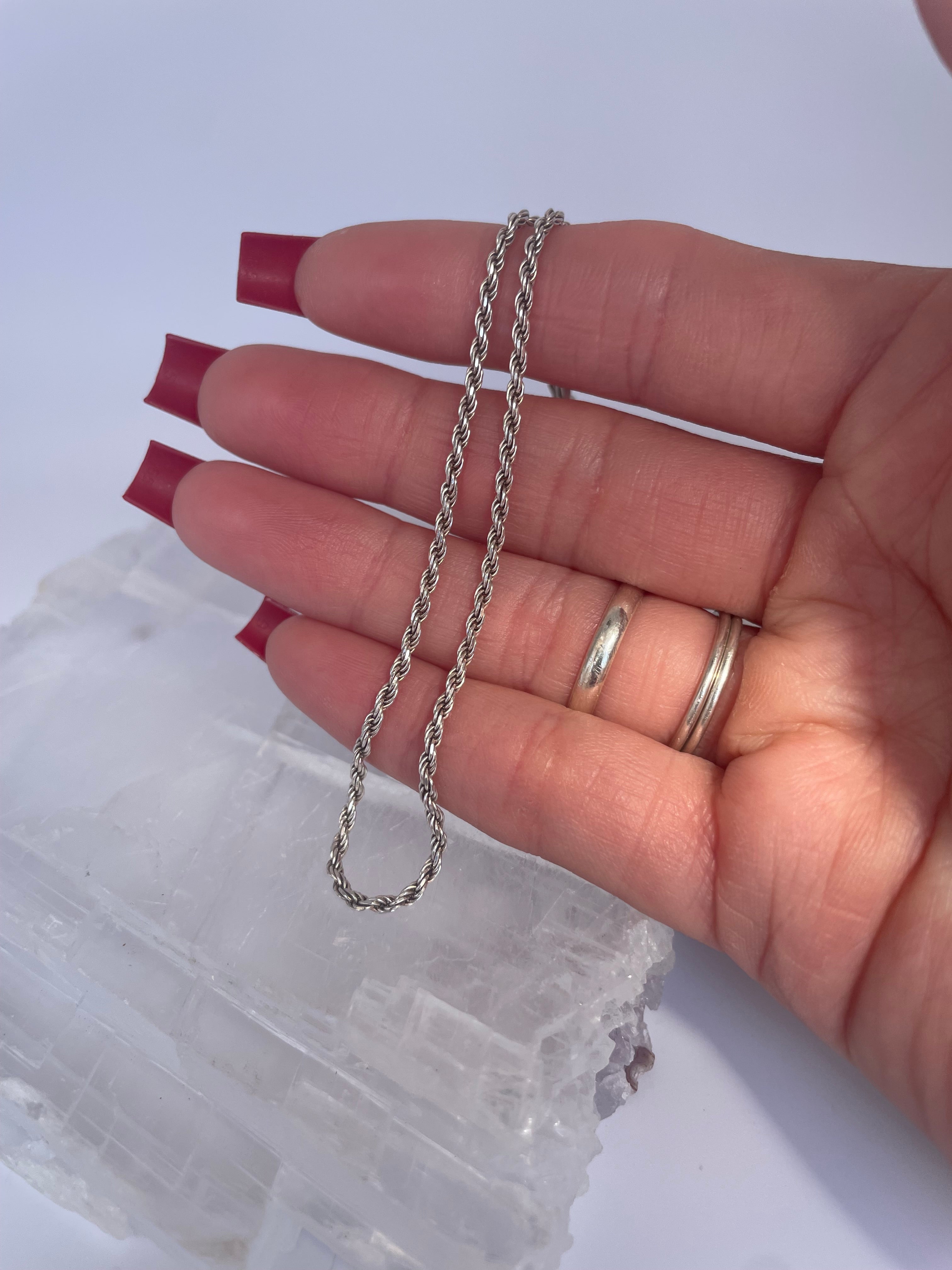Vintage Sterling Silver Rope Chain Anklet