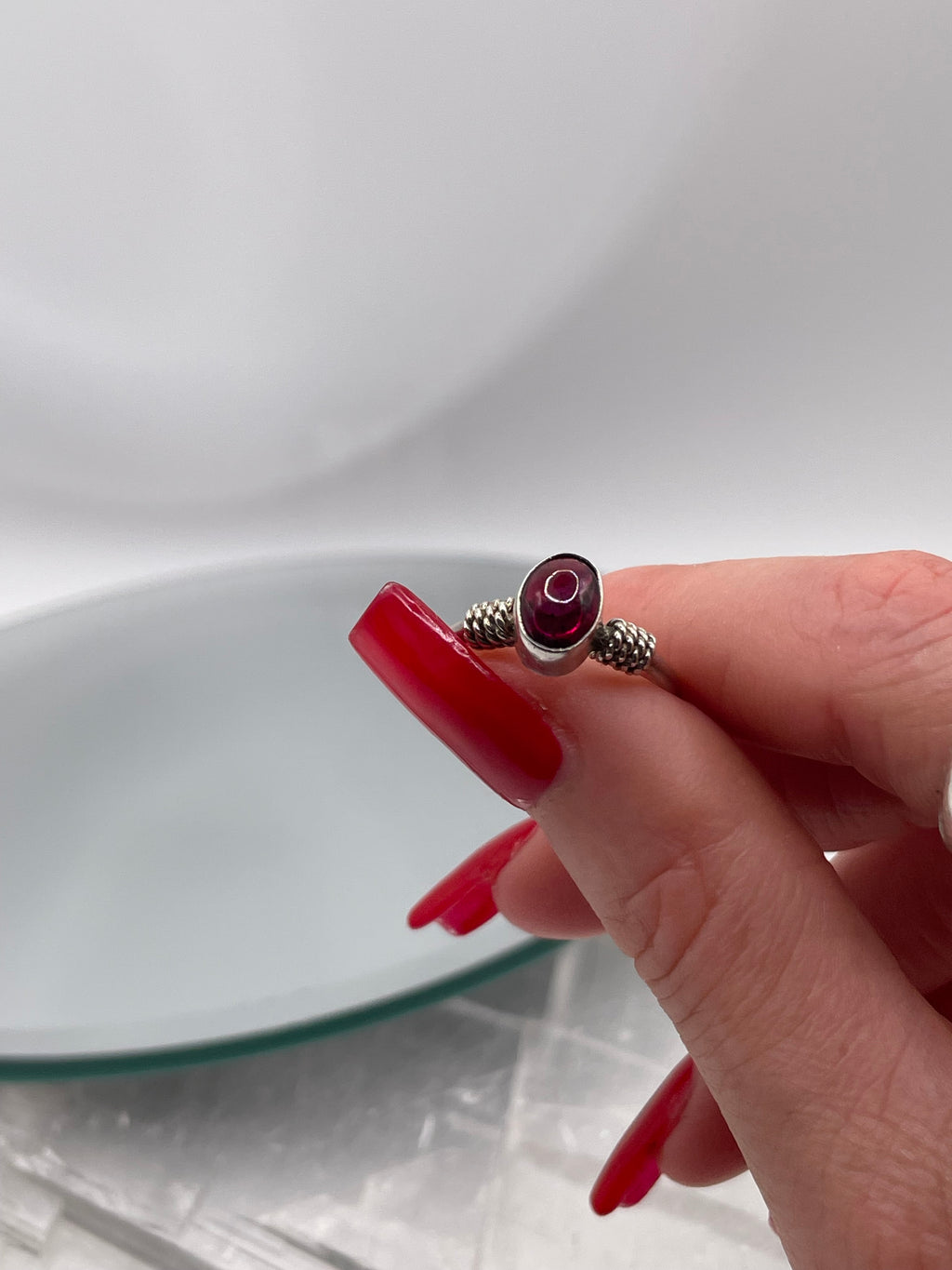Sterling Silver Tourmaline Ring with Rope Detail