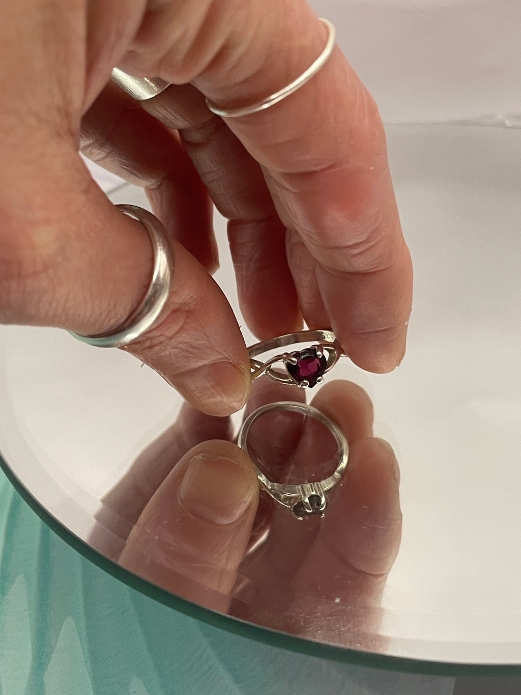 Sterling Silver Garnet Heart Ring