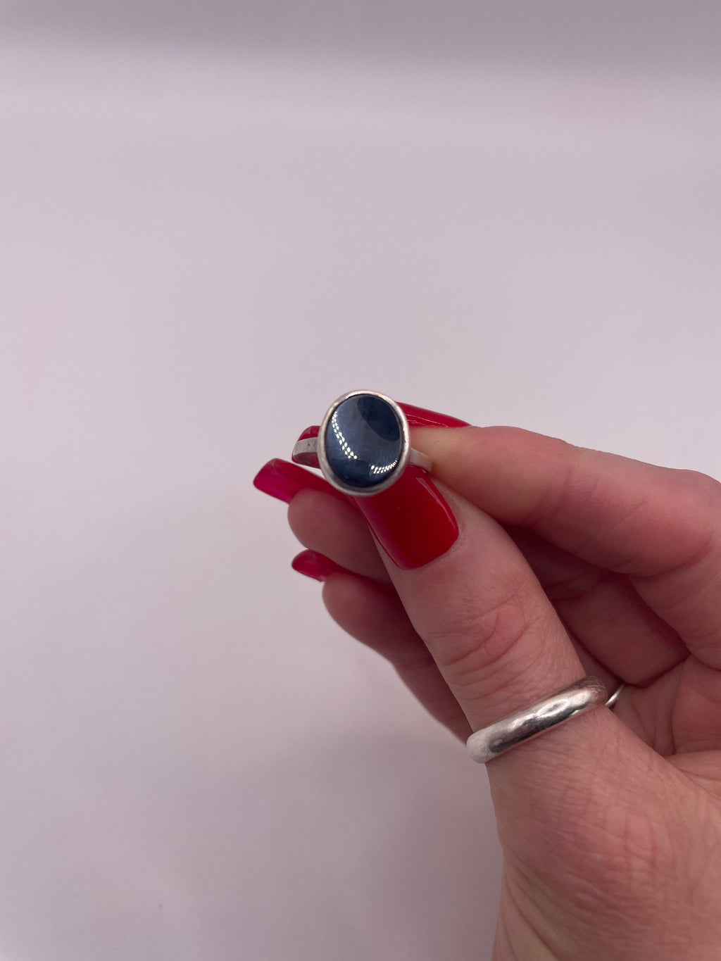 Sterling Silver Minimalist Round Hematite Ring