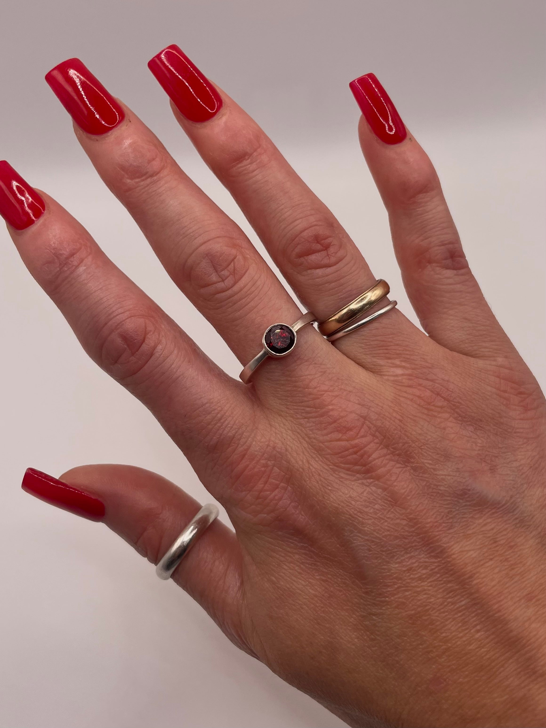 Sterling Silver Petite Garnet Ring