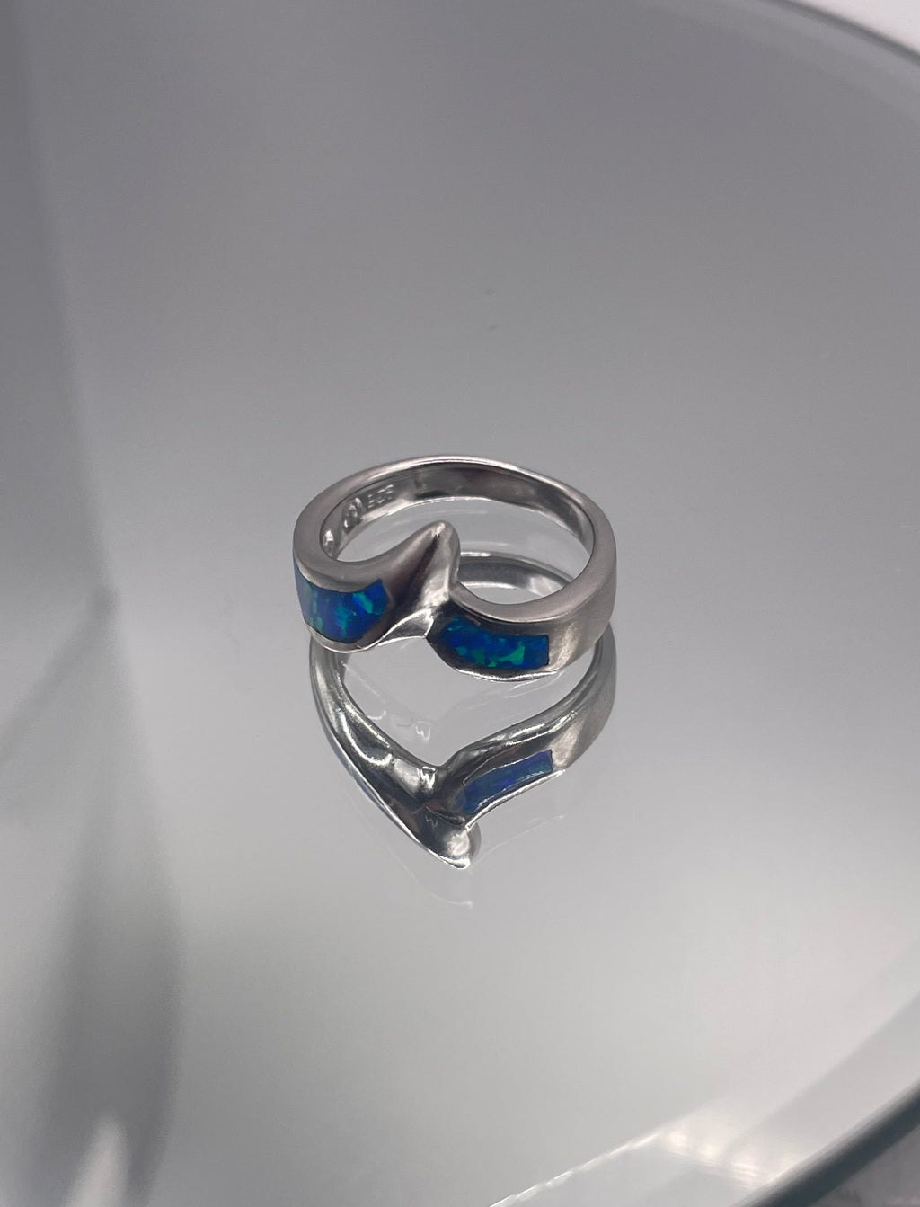 Sterling Silver Opalite Wave Inlay Ring