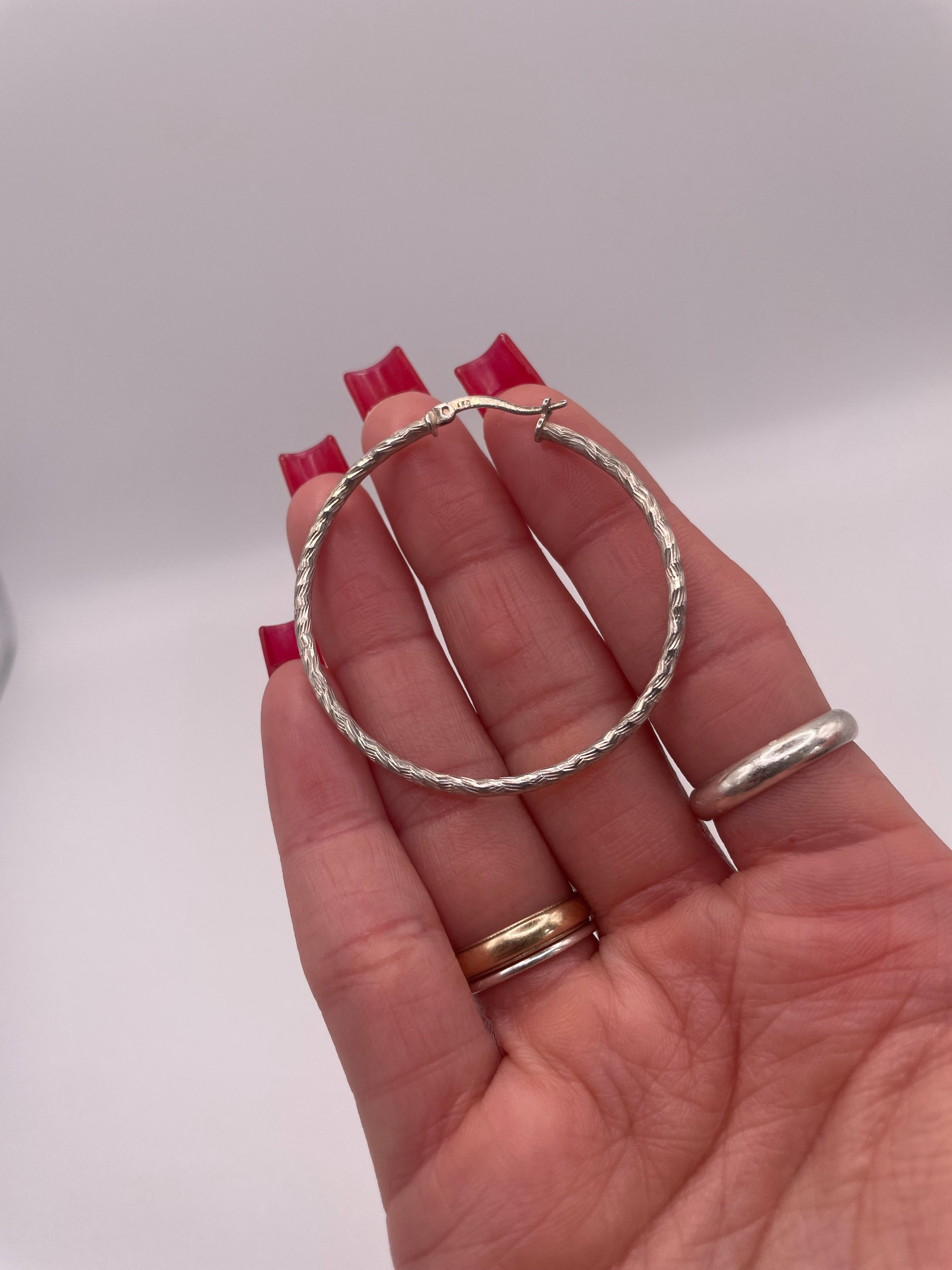 Sterling Silver Twisted Hoop Earrings