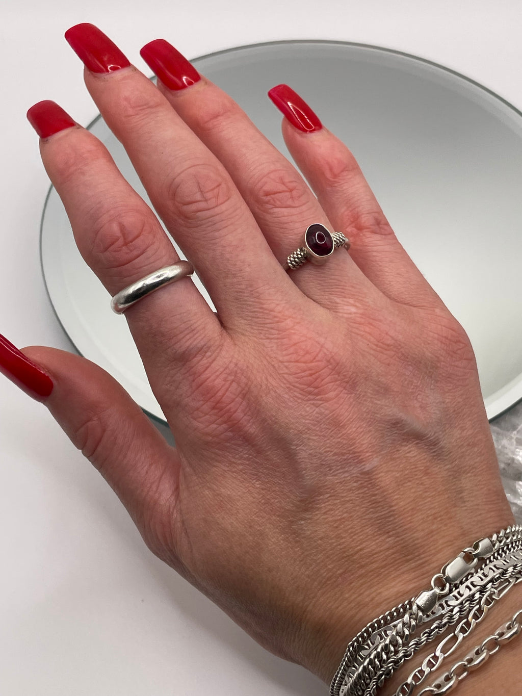 Sterling Silver Tourmaline Ring with Rope Detail