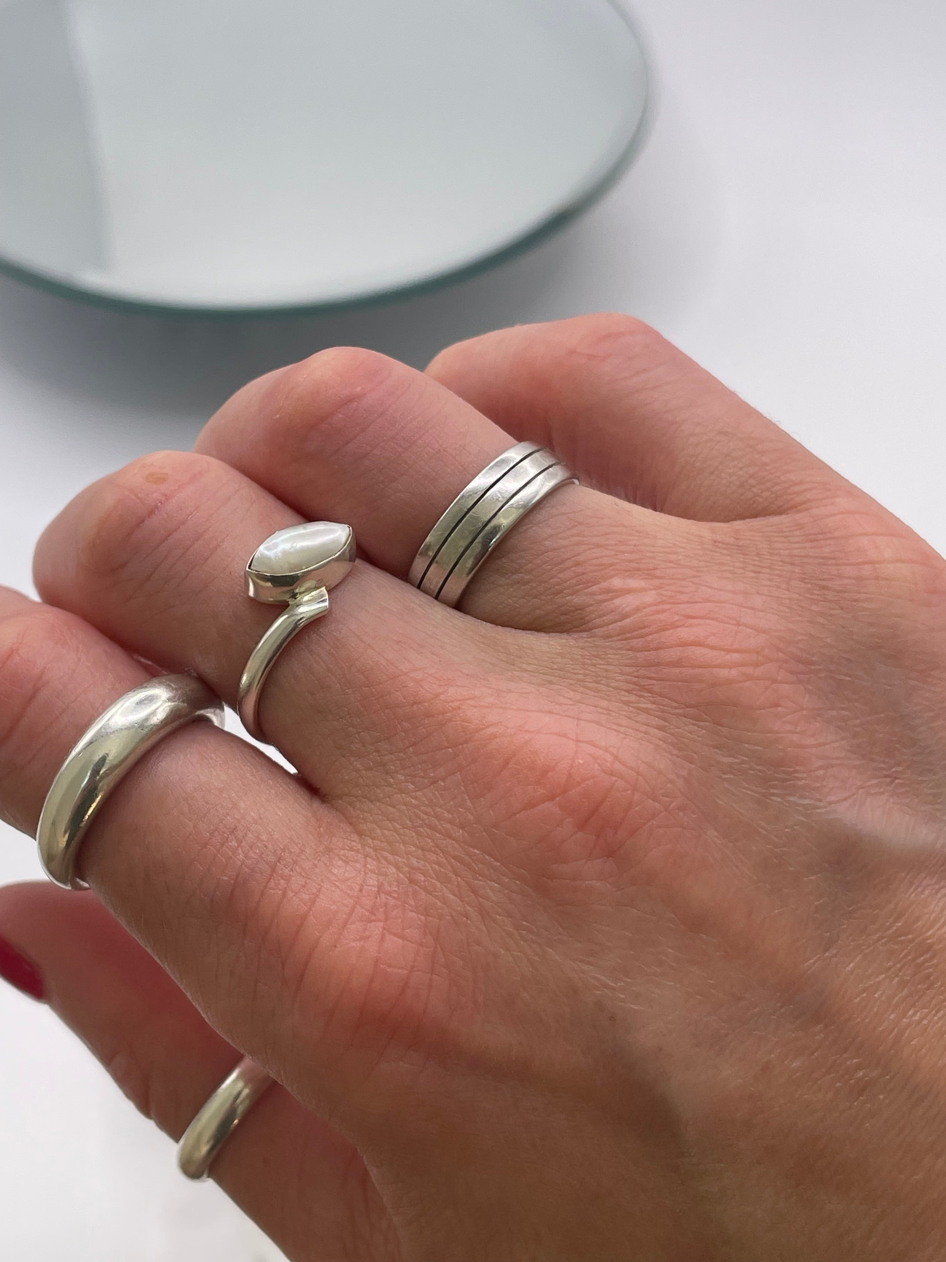 Sterling Silver Triple Band Minimal Stacking Ring