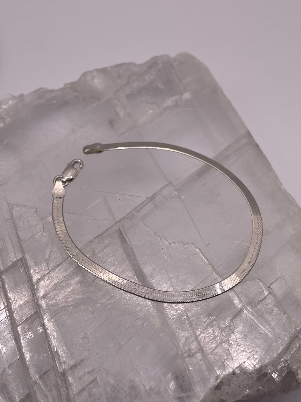 Italian Silver Minimal Herringbone Chain Bracelet