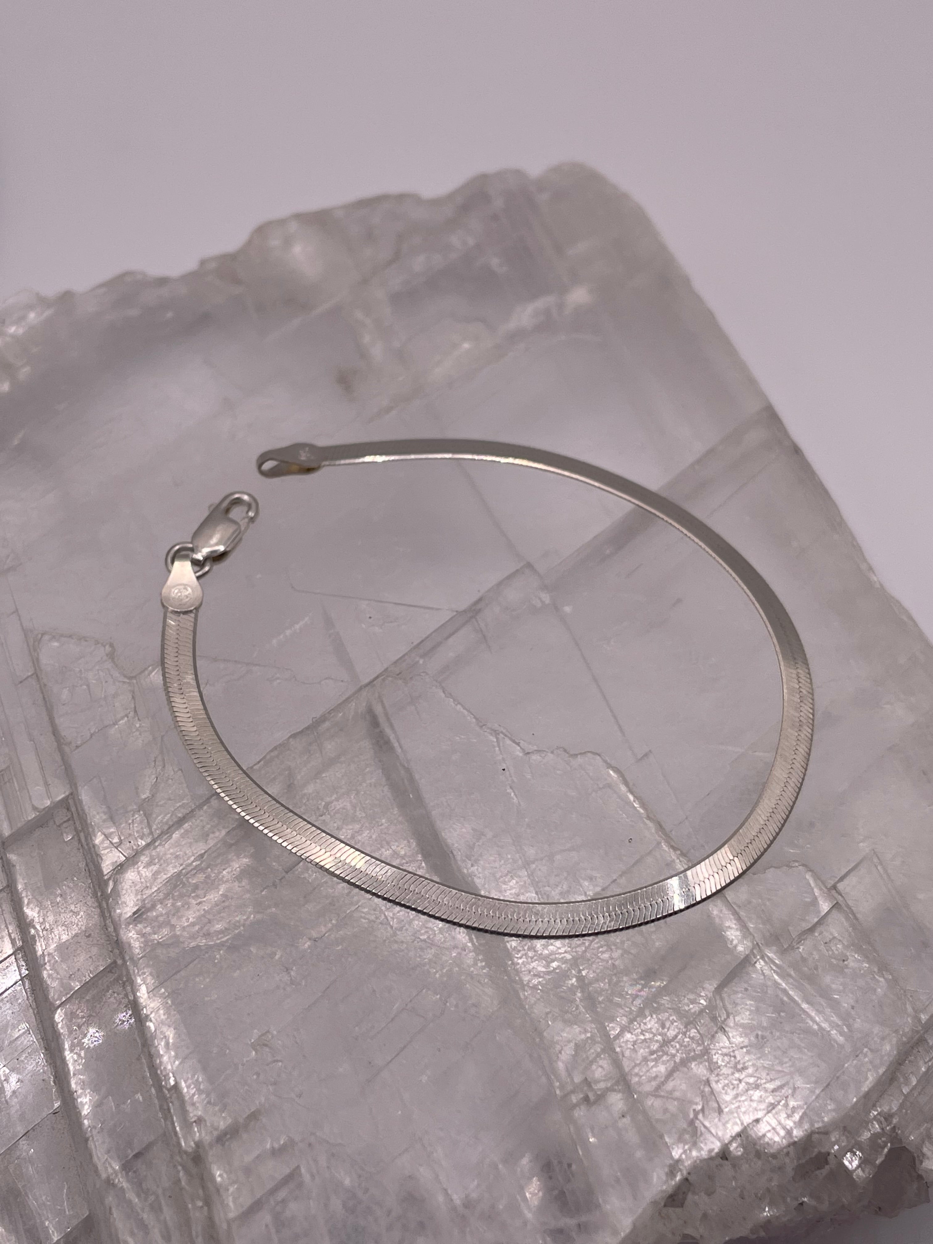 Italian Silver Minimal Herringbone Chain Bracelet
