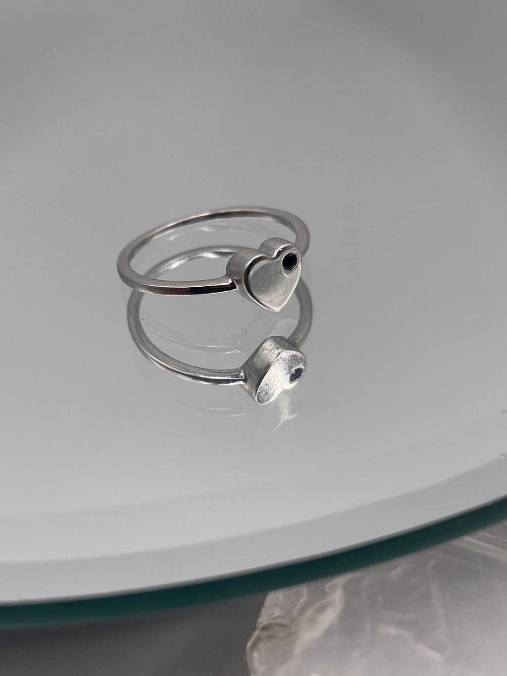 Sterling Silver Sapphire Minimalist Heart Ring