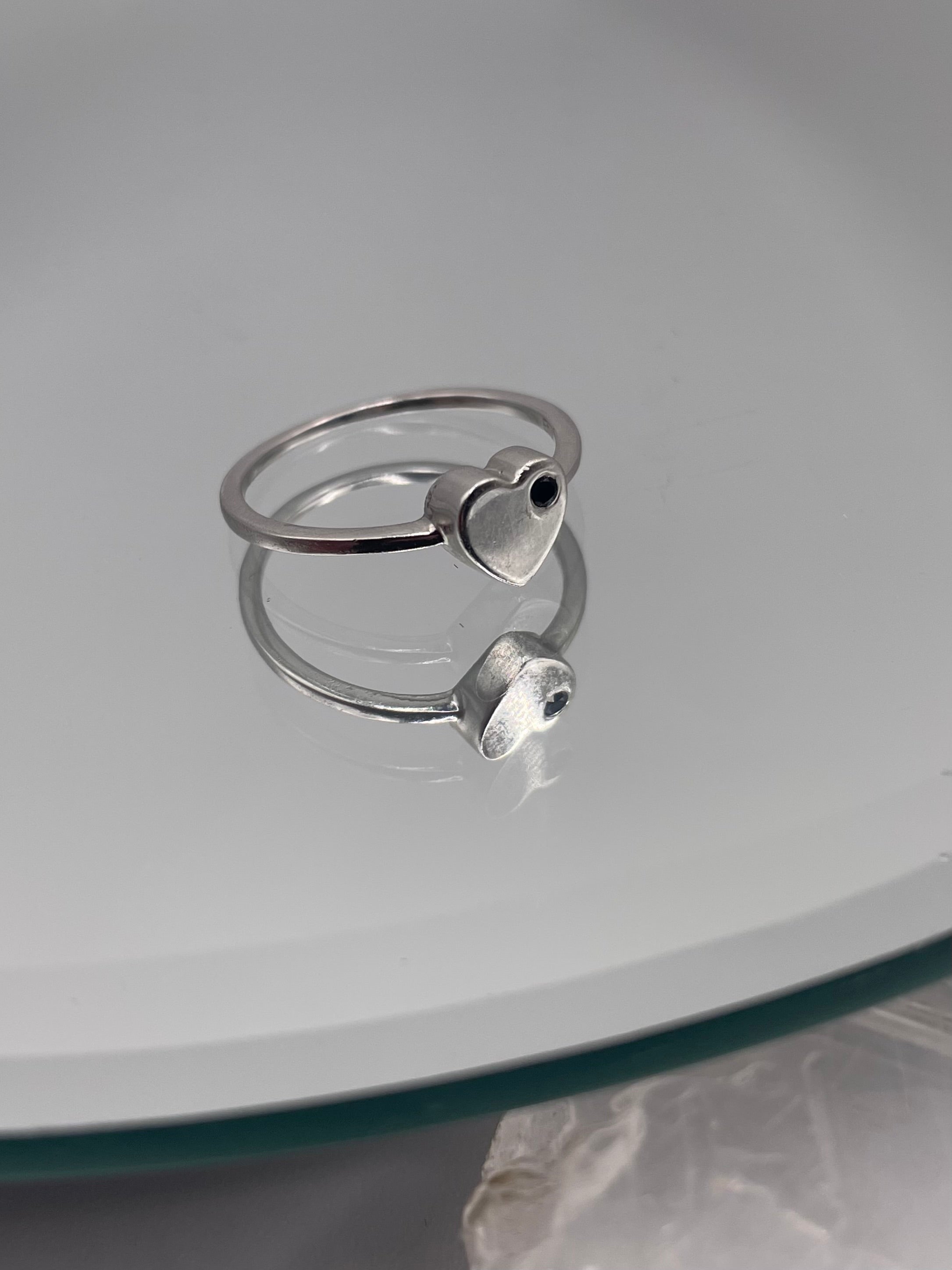 Sterling Silver Sapphire Minimalist Heart Ring