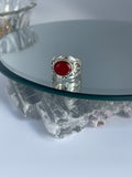 Red Agate Silver Ring