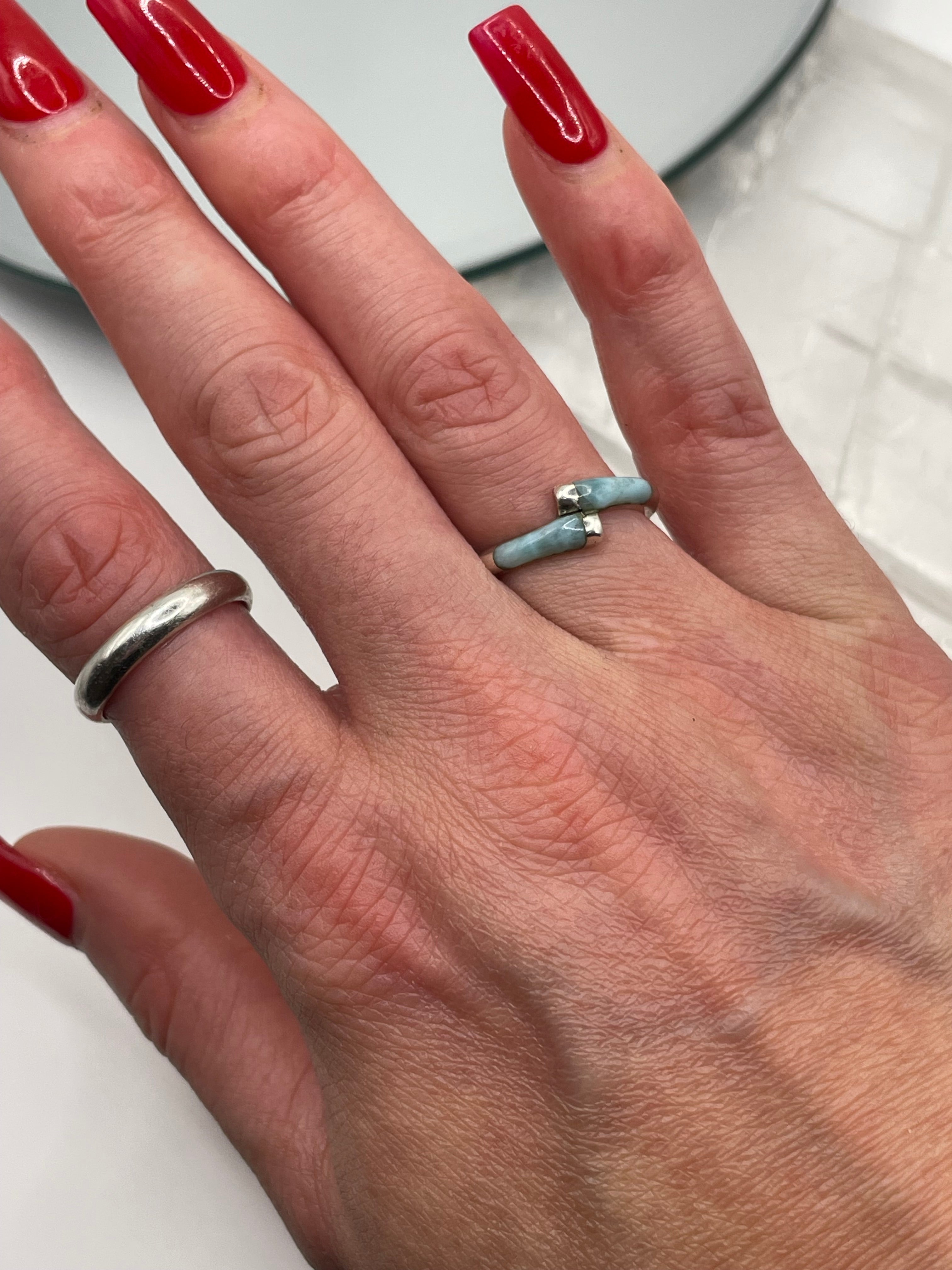 Sterling Silver Larimar Wrap Style Ring