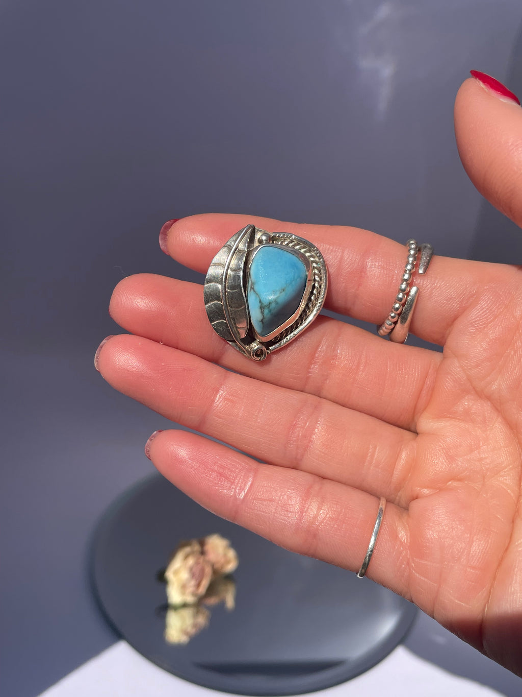 Sterling Silver Handmade Navajo Turquoise Ring