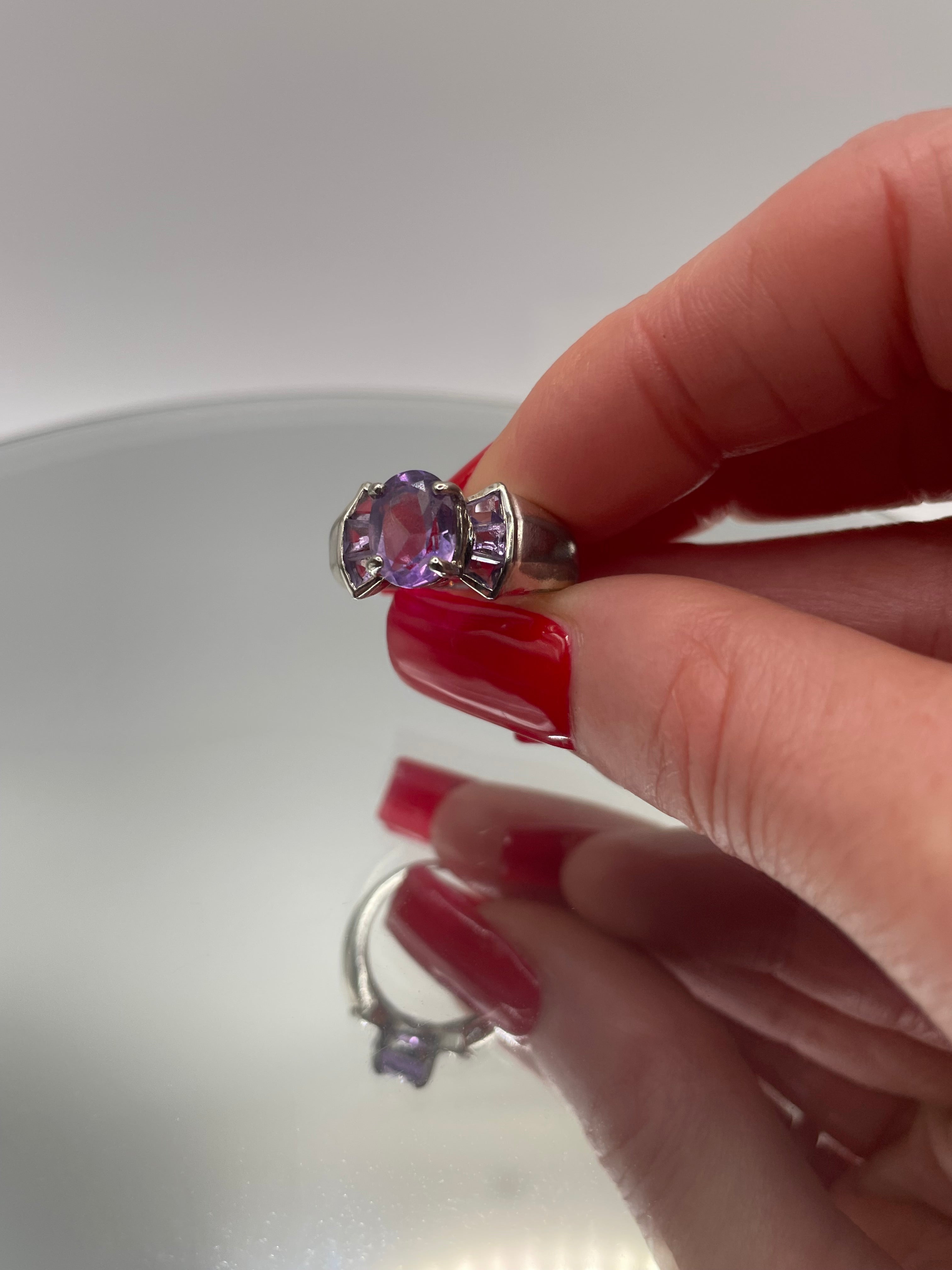 Sterling Silver Amethyst Statement Ring
