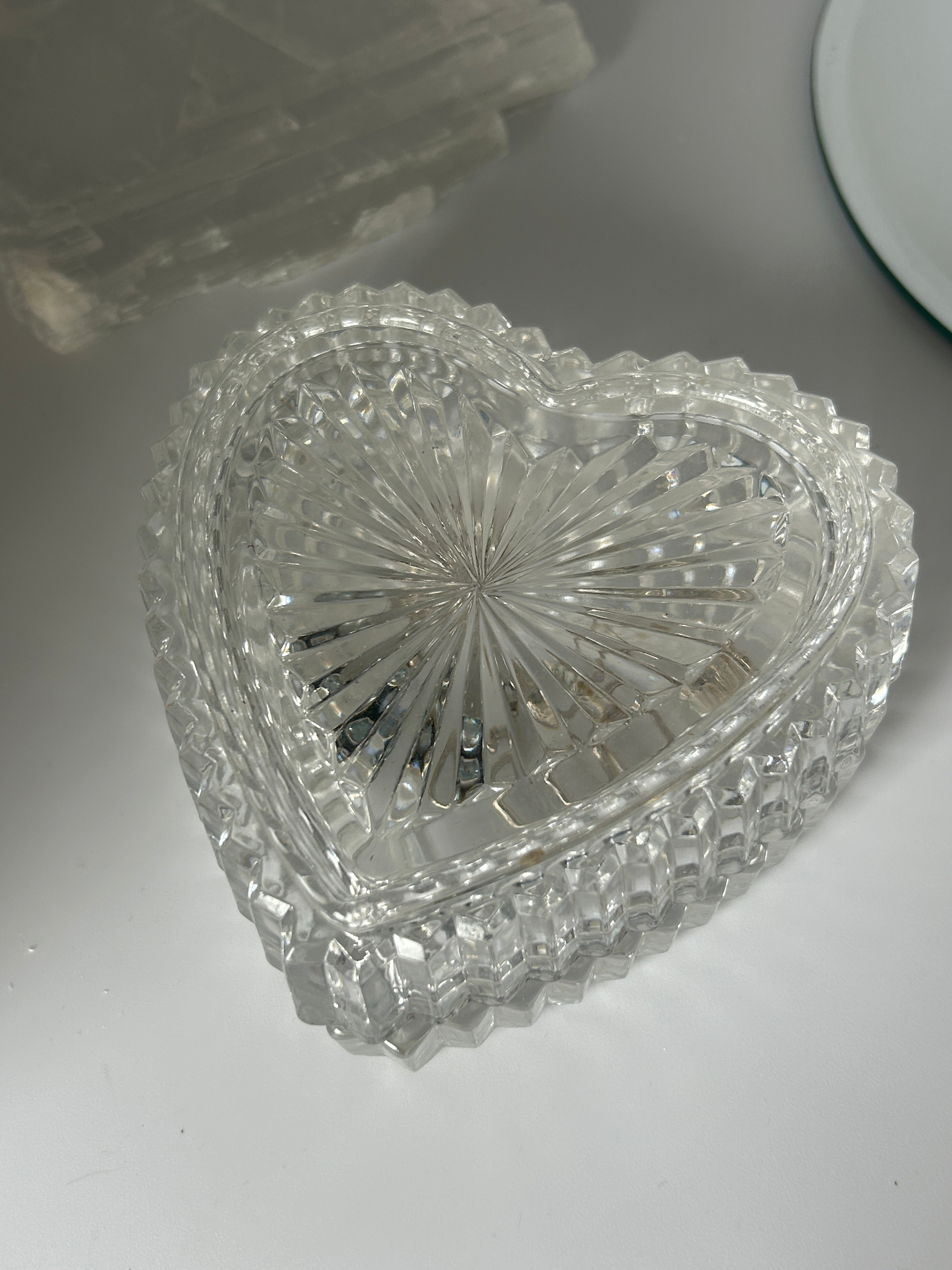 Crystal Heart Jewelry Dish Lidded Stacked Design