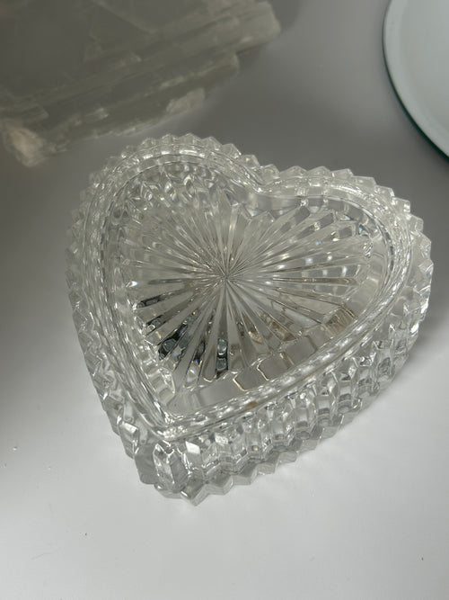Crystal Heart Jewelry Dish Lidded Stacked Design