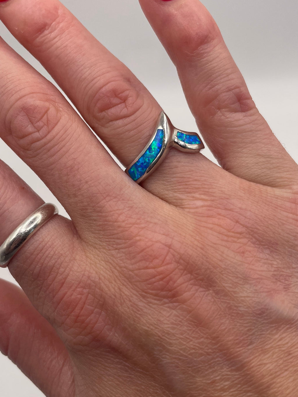 Sterling Silver Opalite Wave Inlay Ring