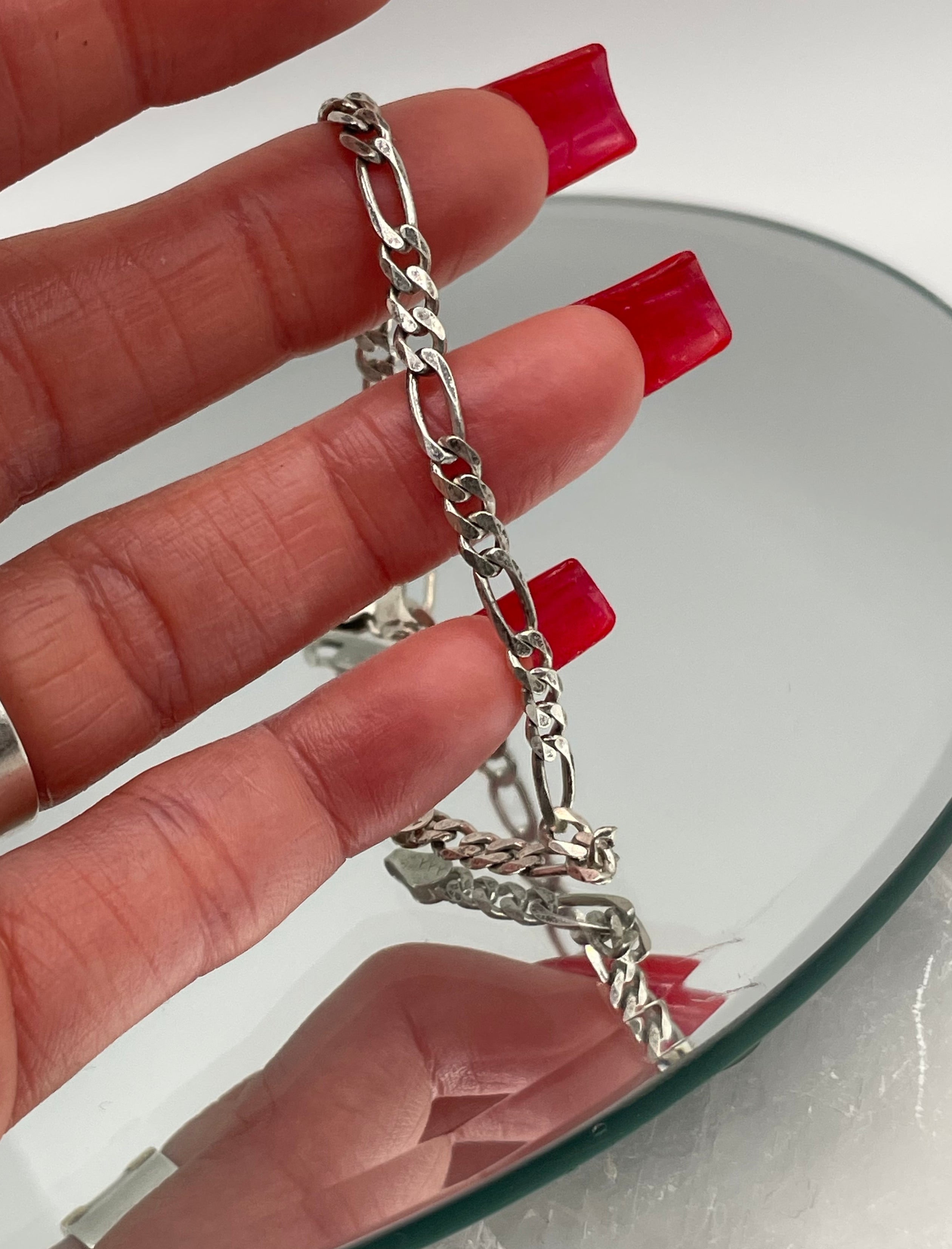 Italian Silver Figaro Classic Chain Bracelet