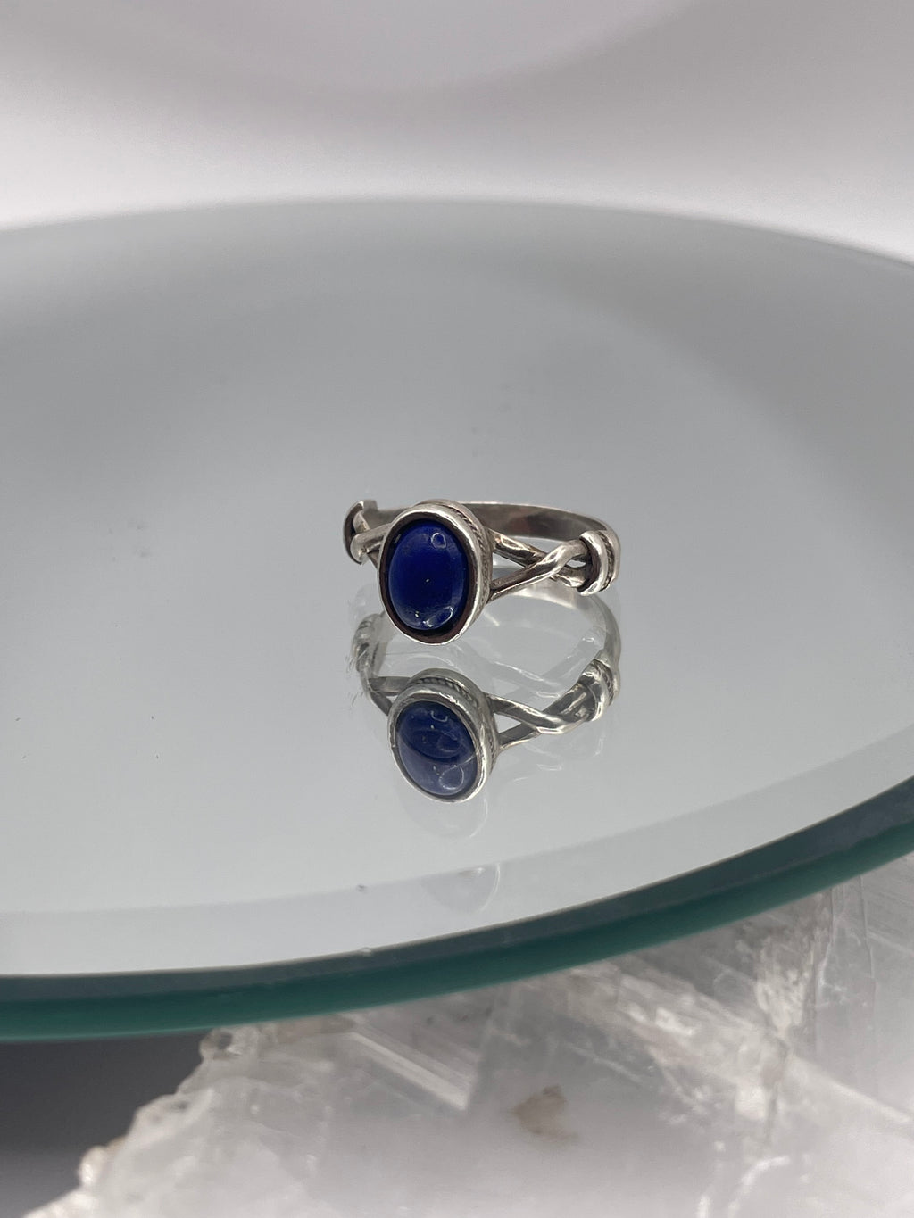 Sterling Silver Lapis Lazuli Ring with Rope Detail