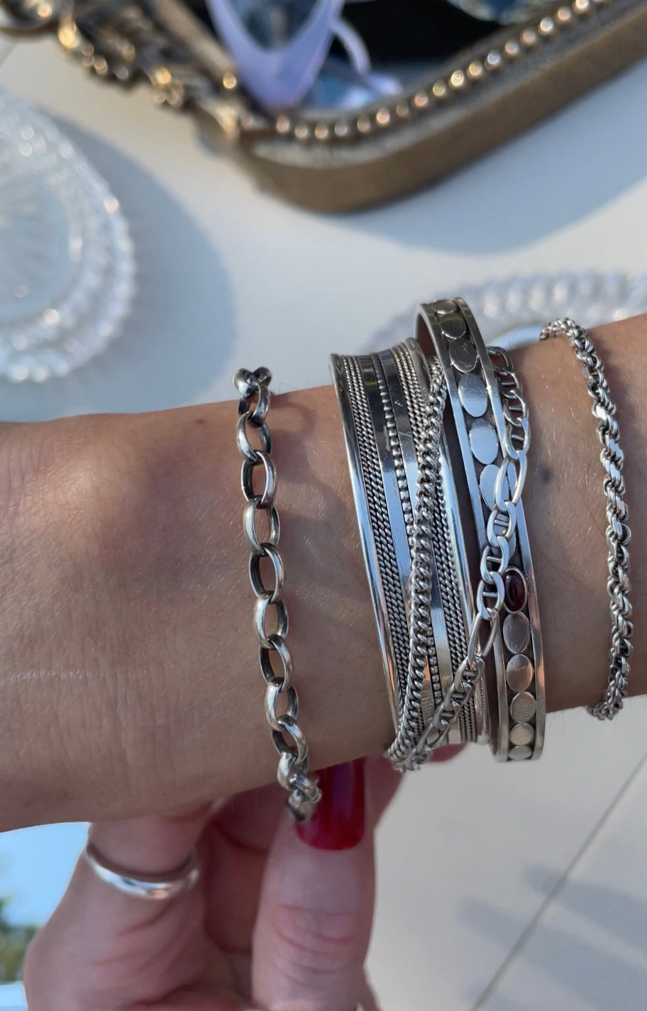 Vintage Sterling Silver Charm Link Bracelet