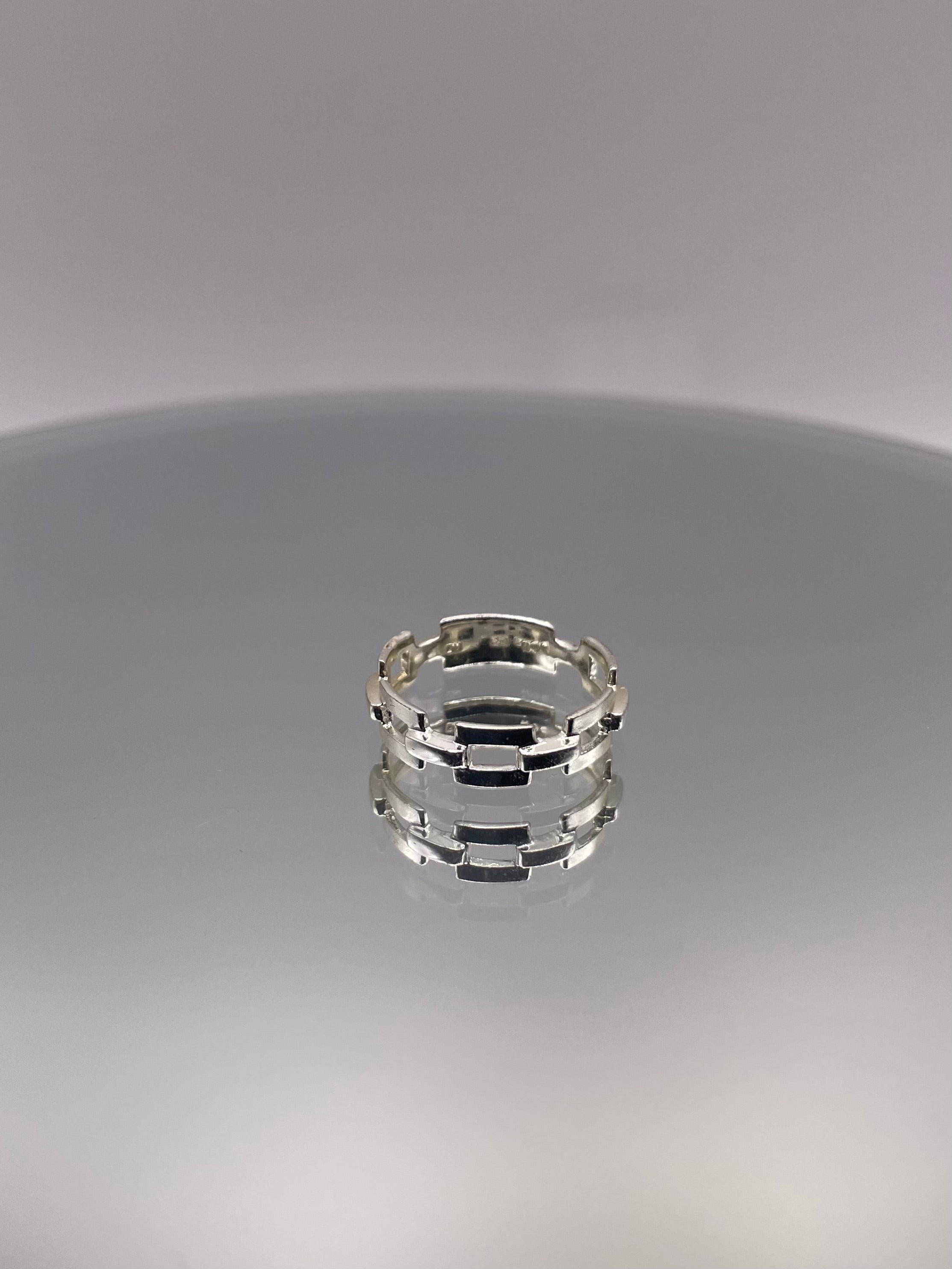 Sterling Silver Chain Link Ring Minimal Band