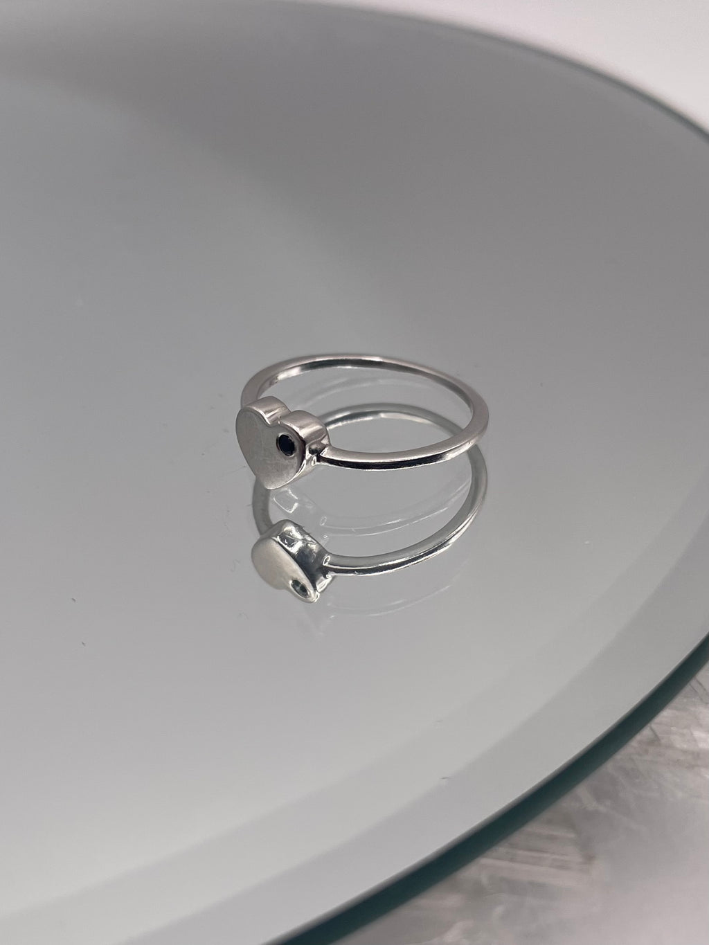 Sterling Silver Sapphire Minimalist Heart Ring