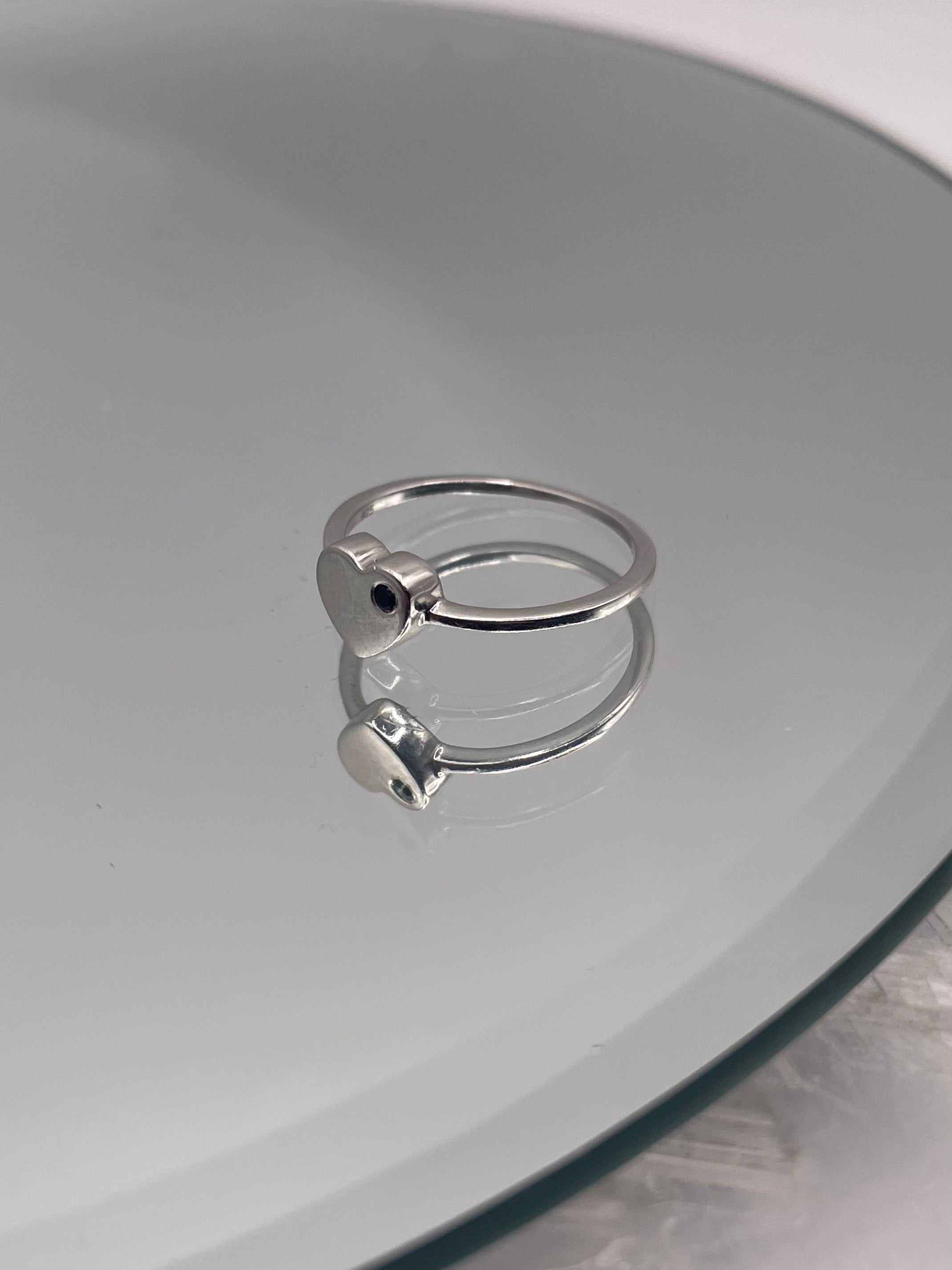 Sterling Silver Sapphire Minimalist Heart Ring