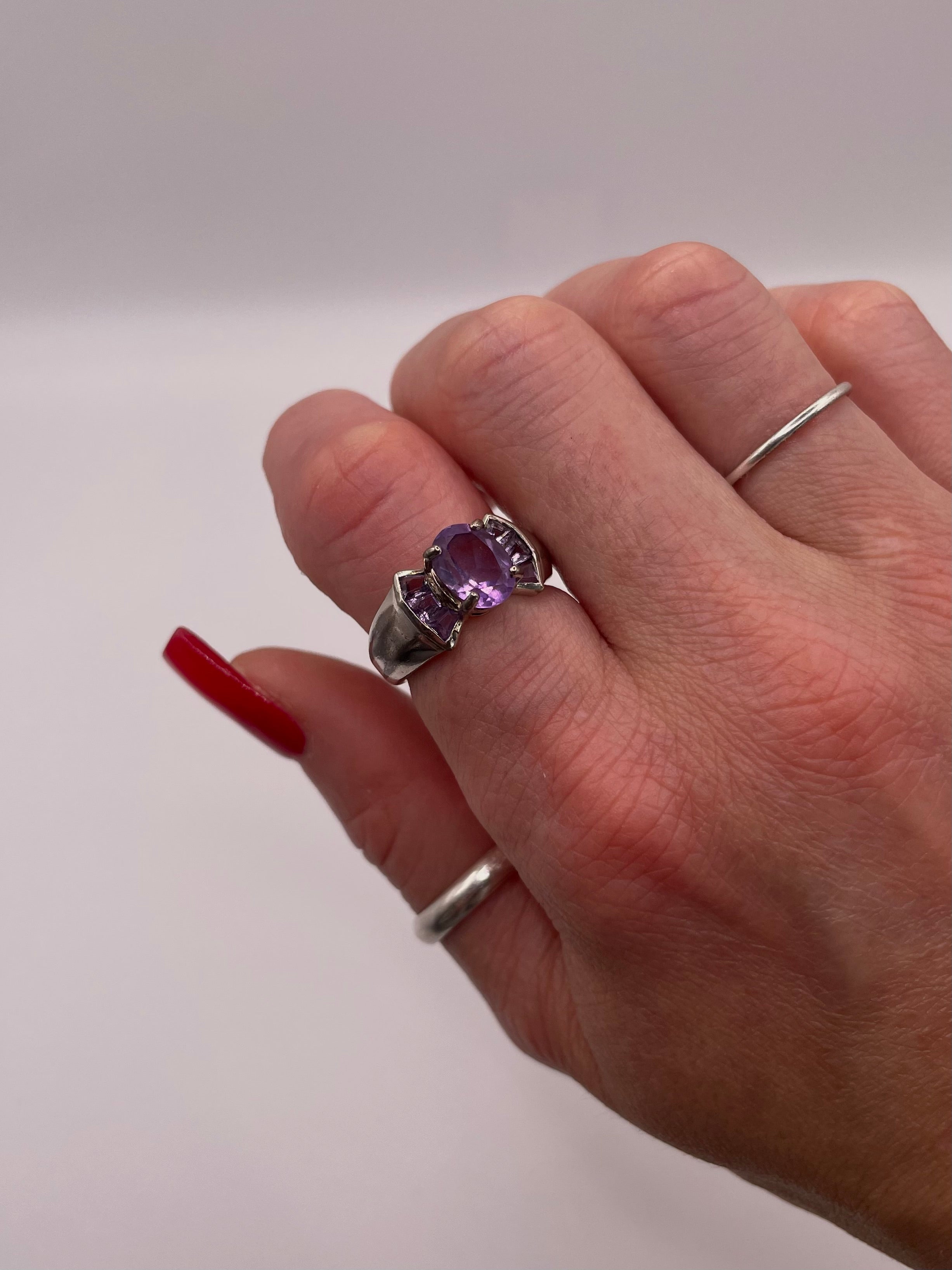 Sterling Silver Amethyst Statement Ring