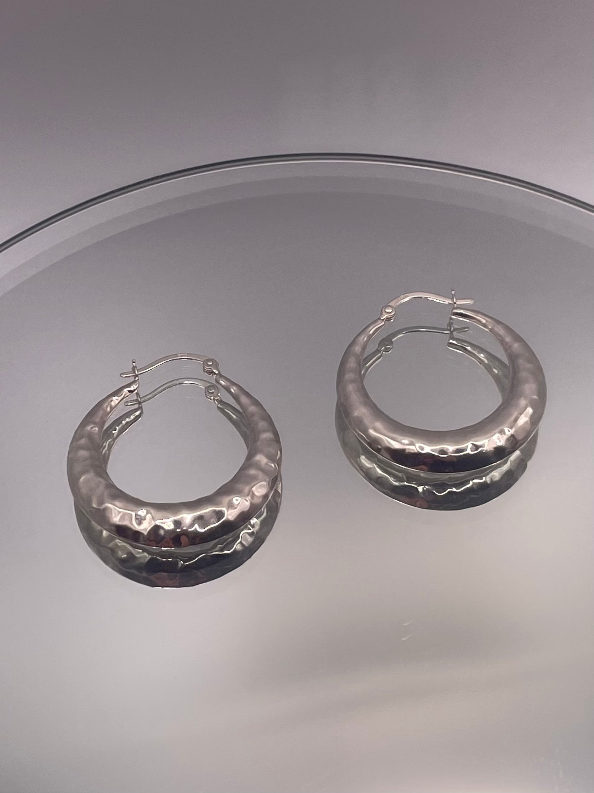 Sterling Silver Puffy Hoop Earrings