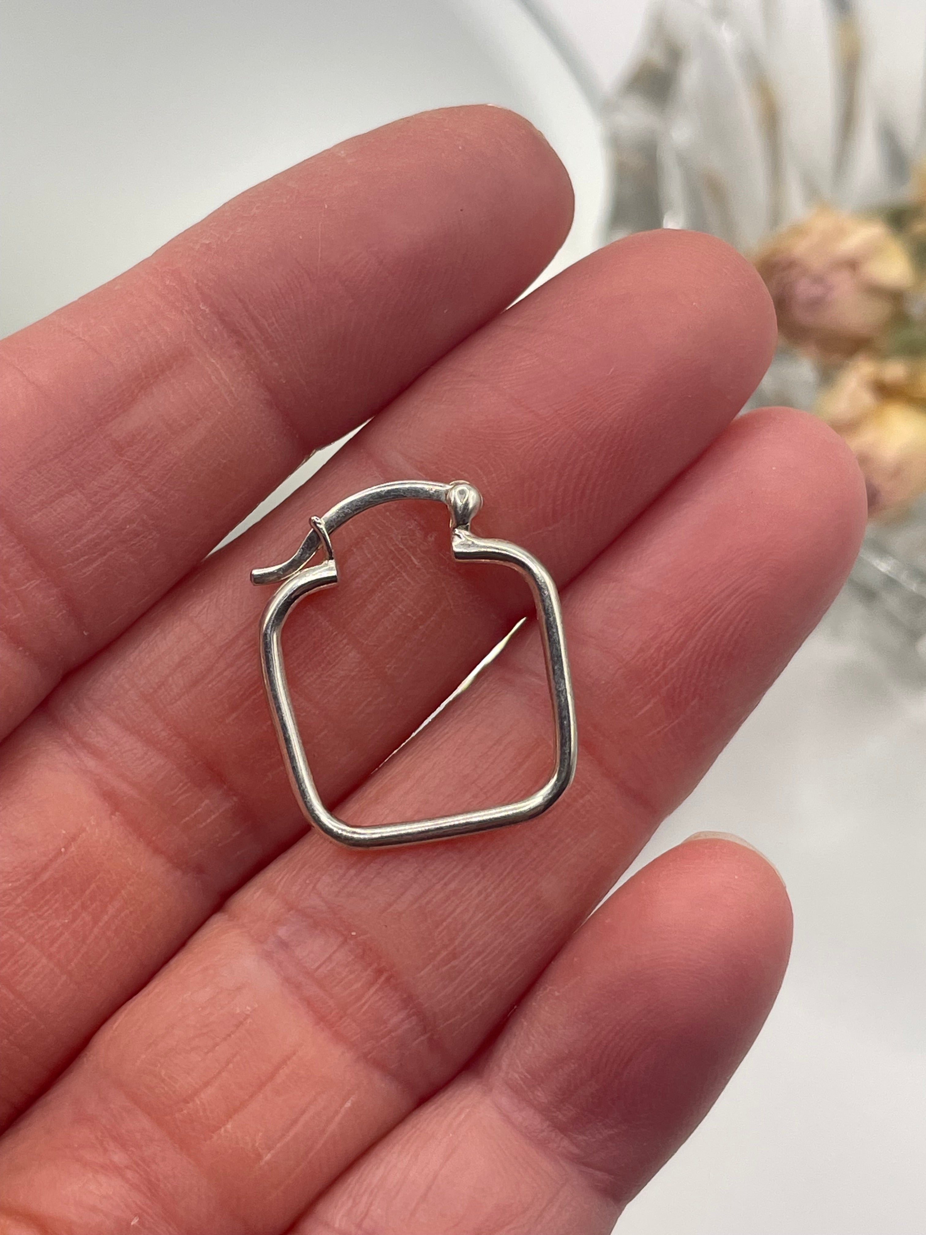 Sterling Silver Square Minimal Hoop Earrings