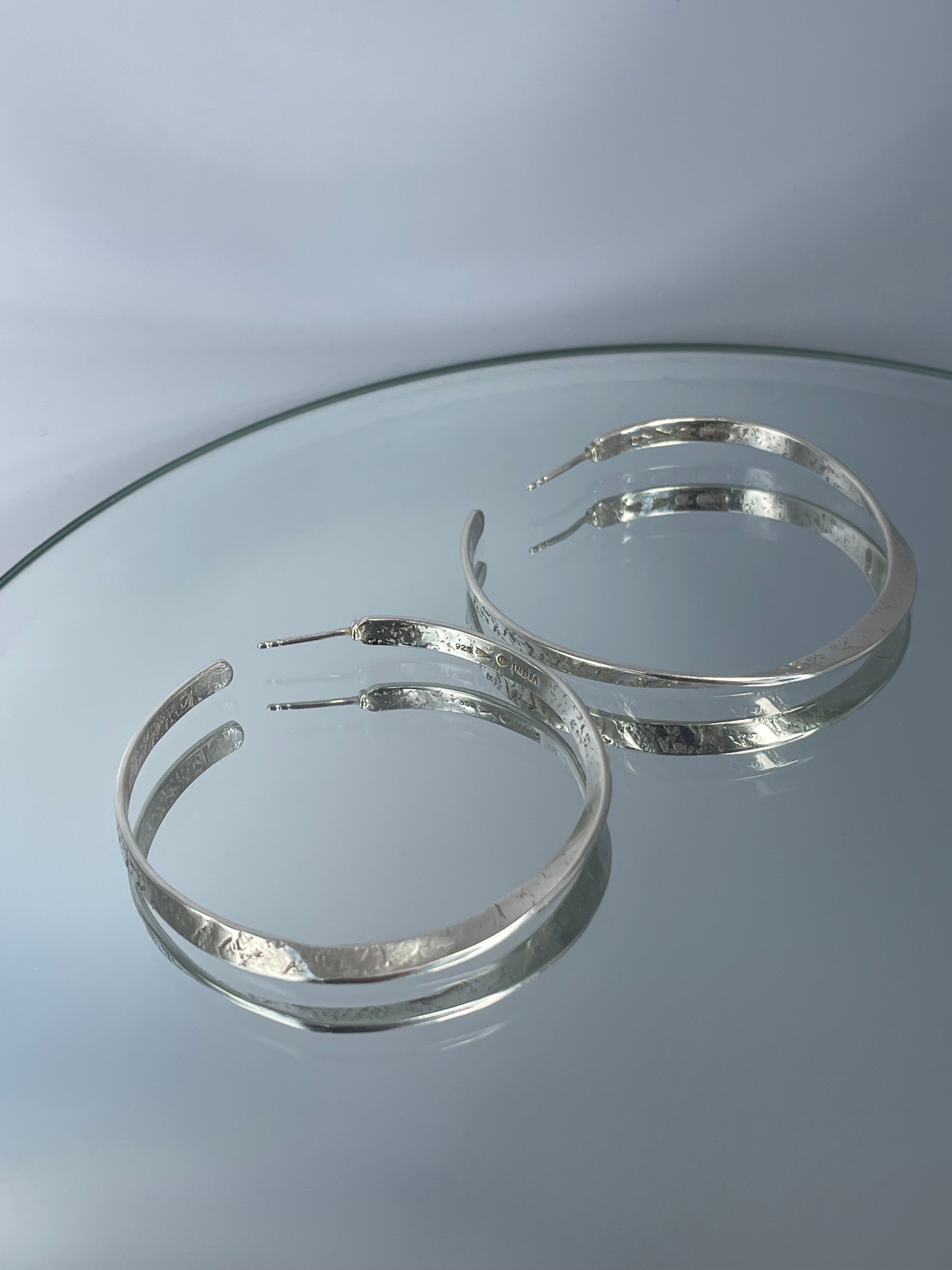 Sterling Silver Twisted Textured Hoop Earrings