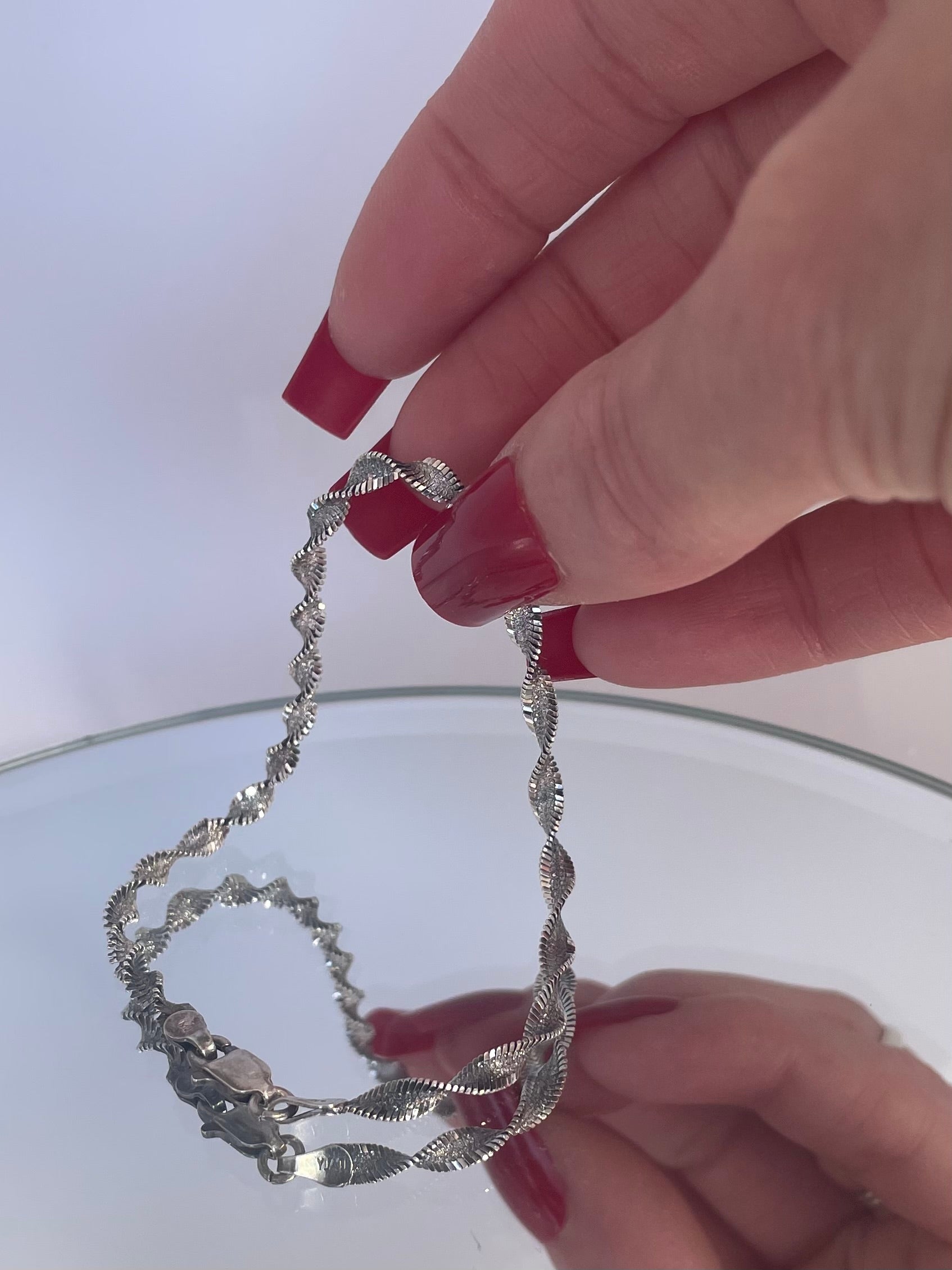 Vintage Sterling Silver Twist Chain Bracelet