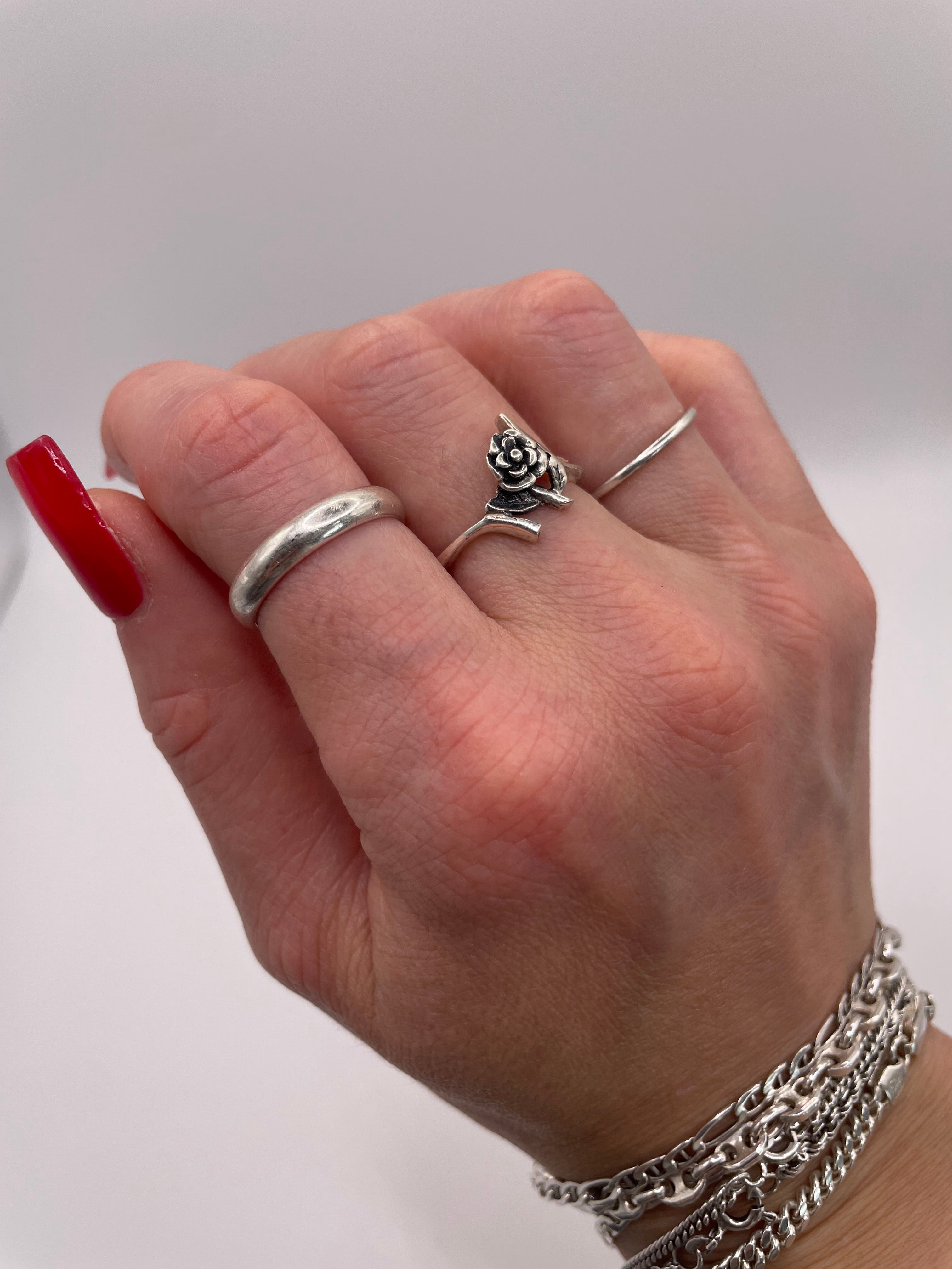 Sterling Silver Rose Ring Floral Vintage