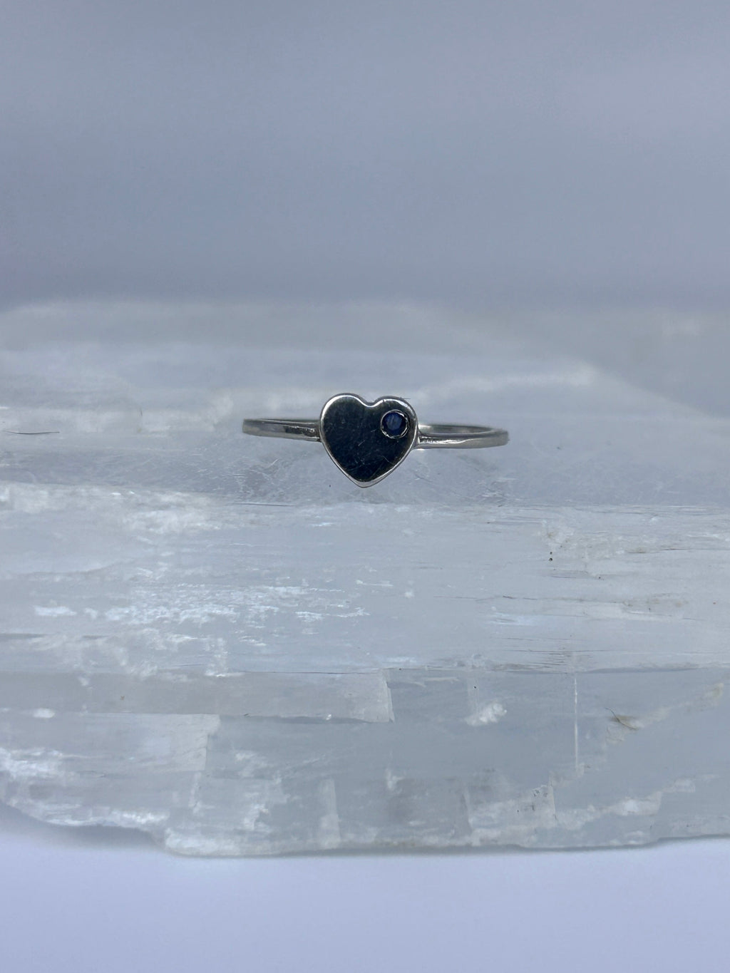 Sterling Silver Sapphire Minimalist Heart Ring