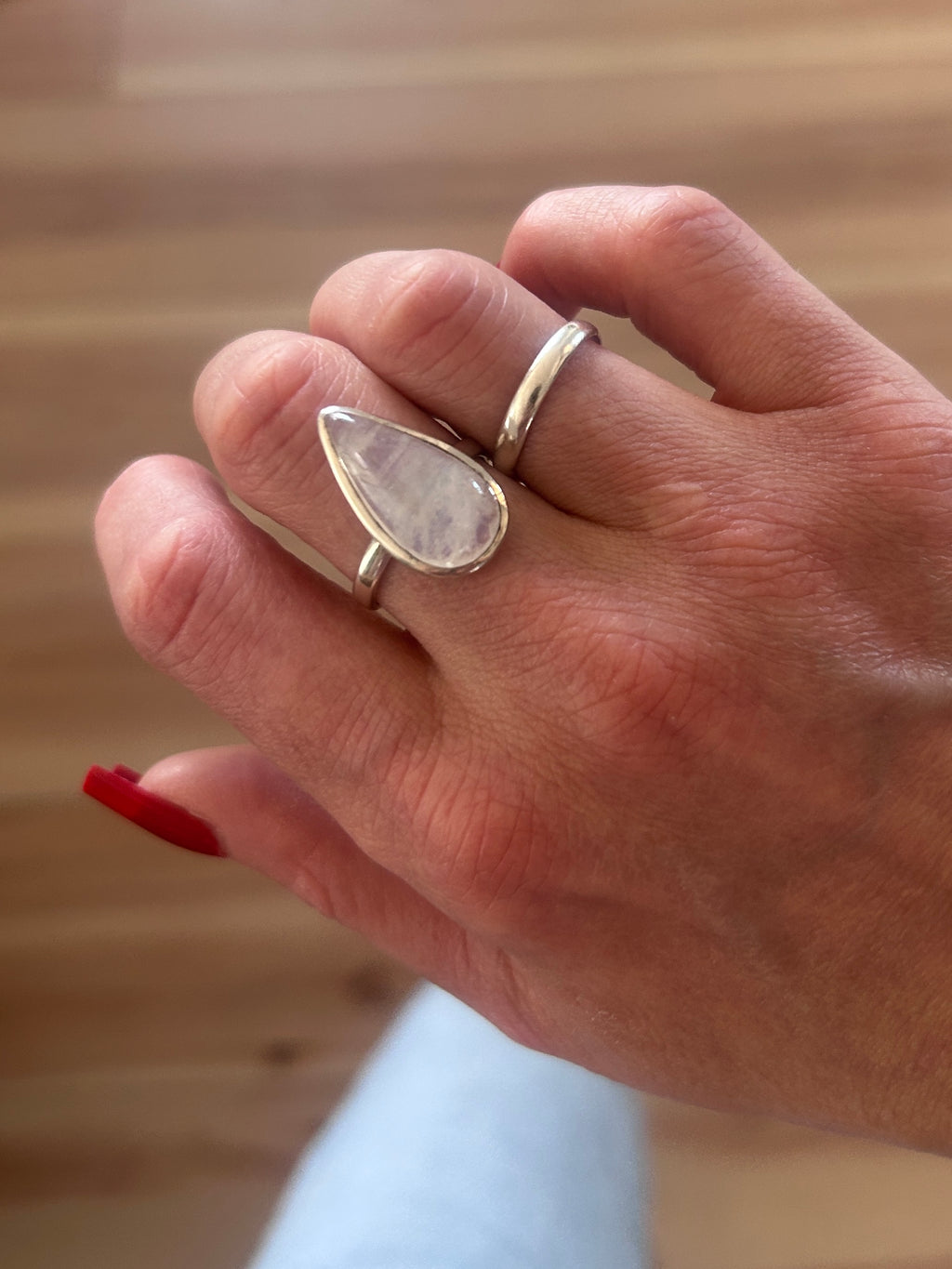 Sterling Silver Moonstone Teardrop Statement Ring